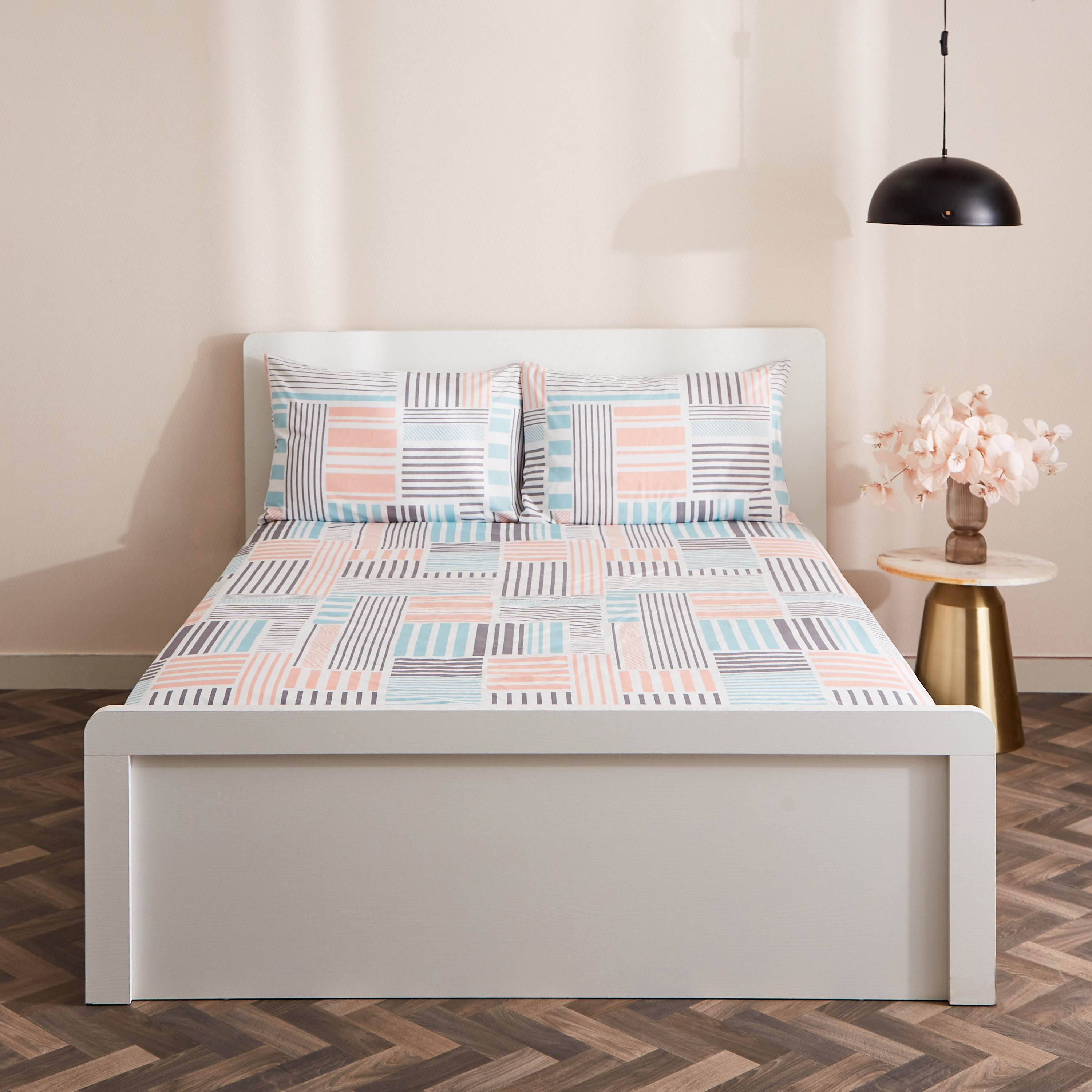 طقم شرشف مسطح كينج ألياف دقيقة بطبعات 3 قطع من أتلانتا جيو فركتلس - 240x250سم-hbxhomeware-hbxbedroom-image-2