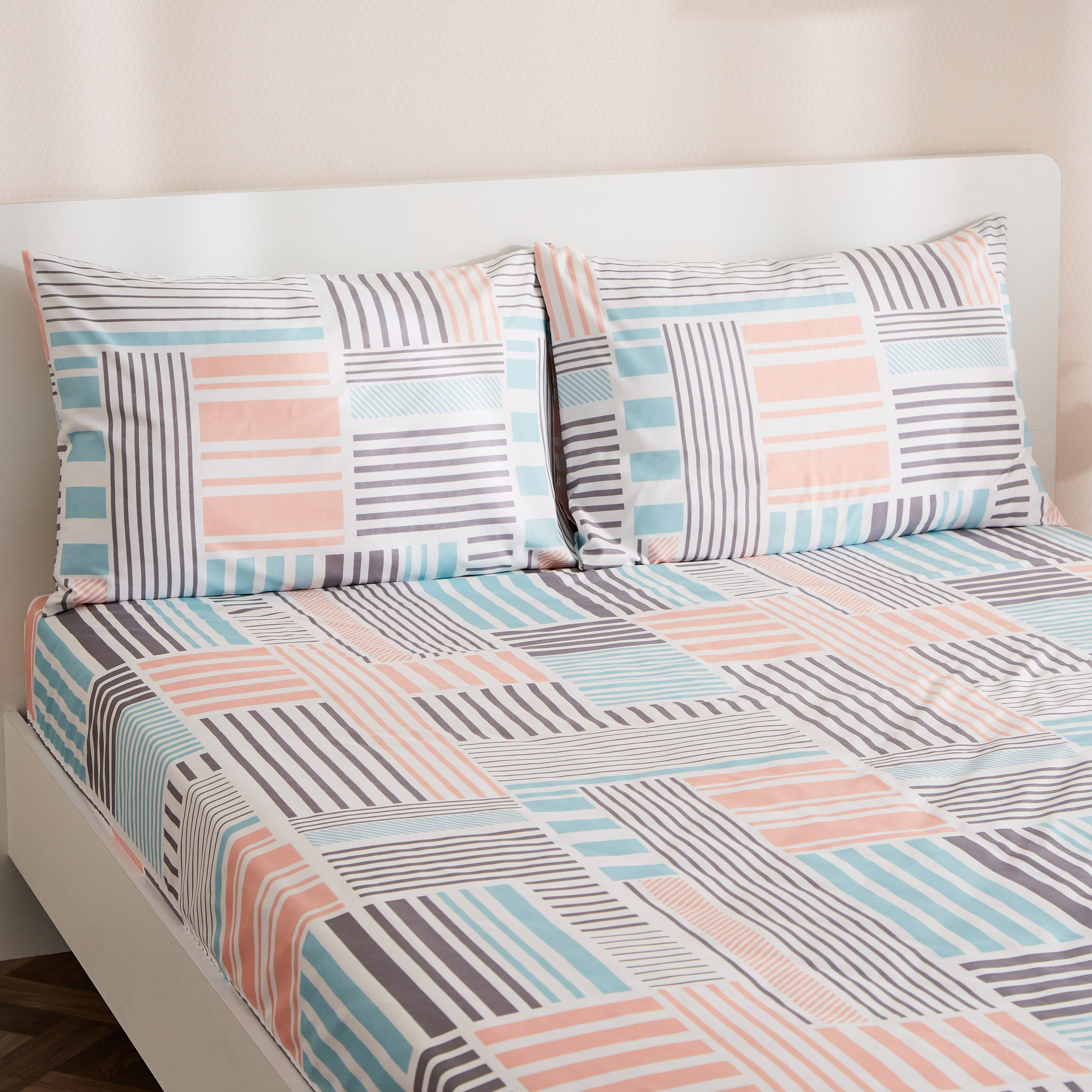 طقم شرشف مسطح كينج ألياف دقيقة بطبعات 3 قطع من أتلانتا جيو فركتلس - 240x250سم-hbxhomeware-hbxbedroom-image-6
