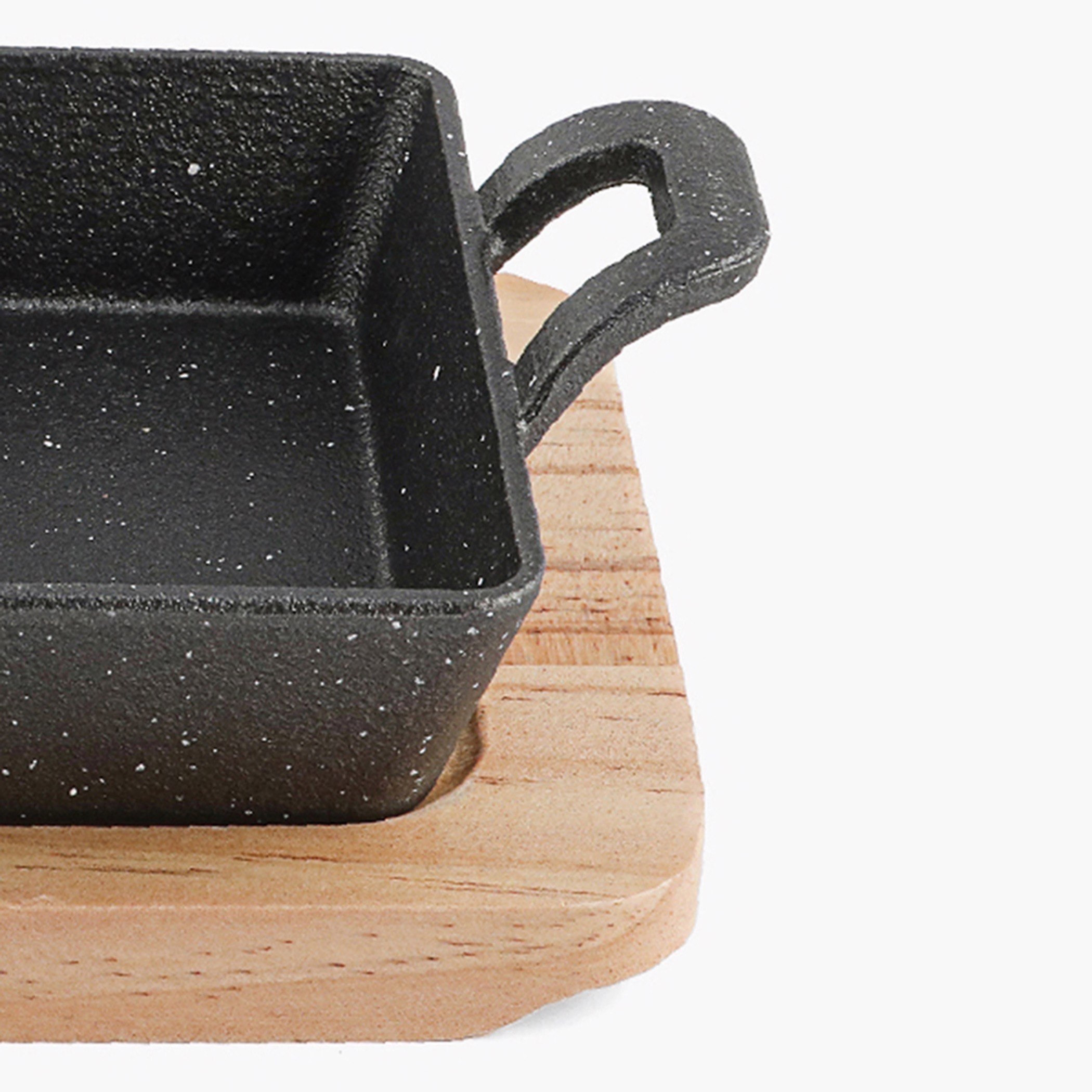 Trendy Cast Iron Square Sizzling Plate with Base - 18.5x13.5x5 cm-hbxhomeware-hbxkitchen-image-2