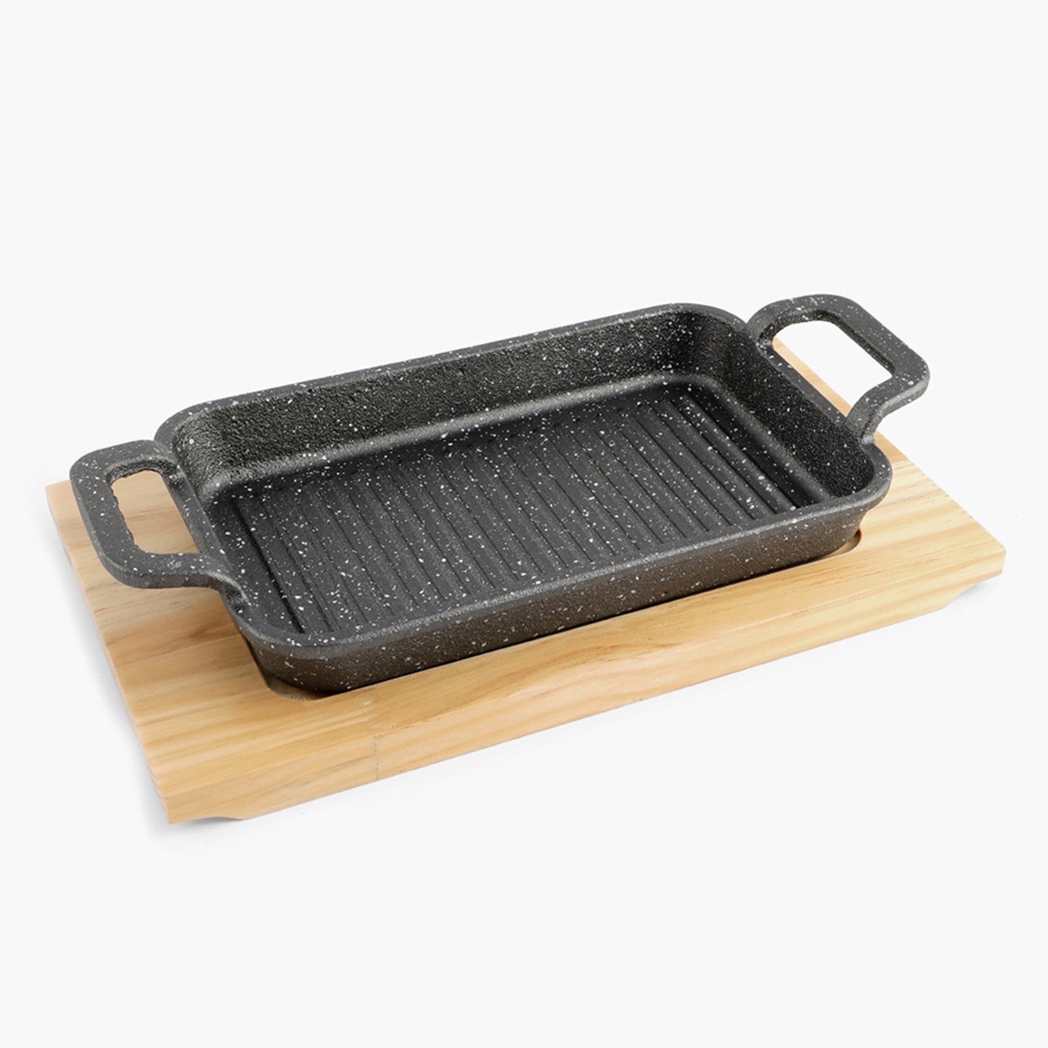 صحن تسخين مستطيل مسطح من الحديد المصبوب مع قاعدة من تريندي - 27x15x5 سم-hbxhomeware-hbxkitchen-image-3
