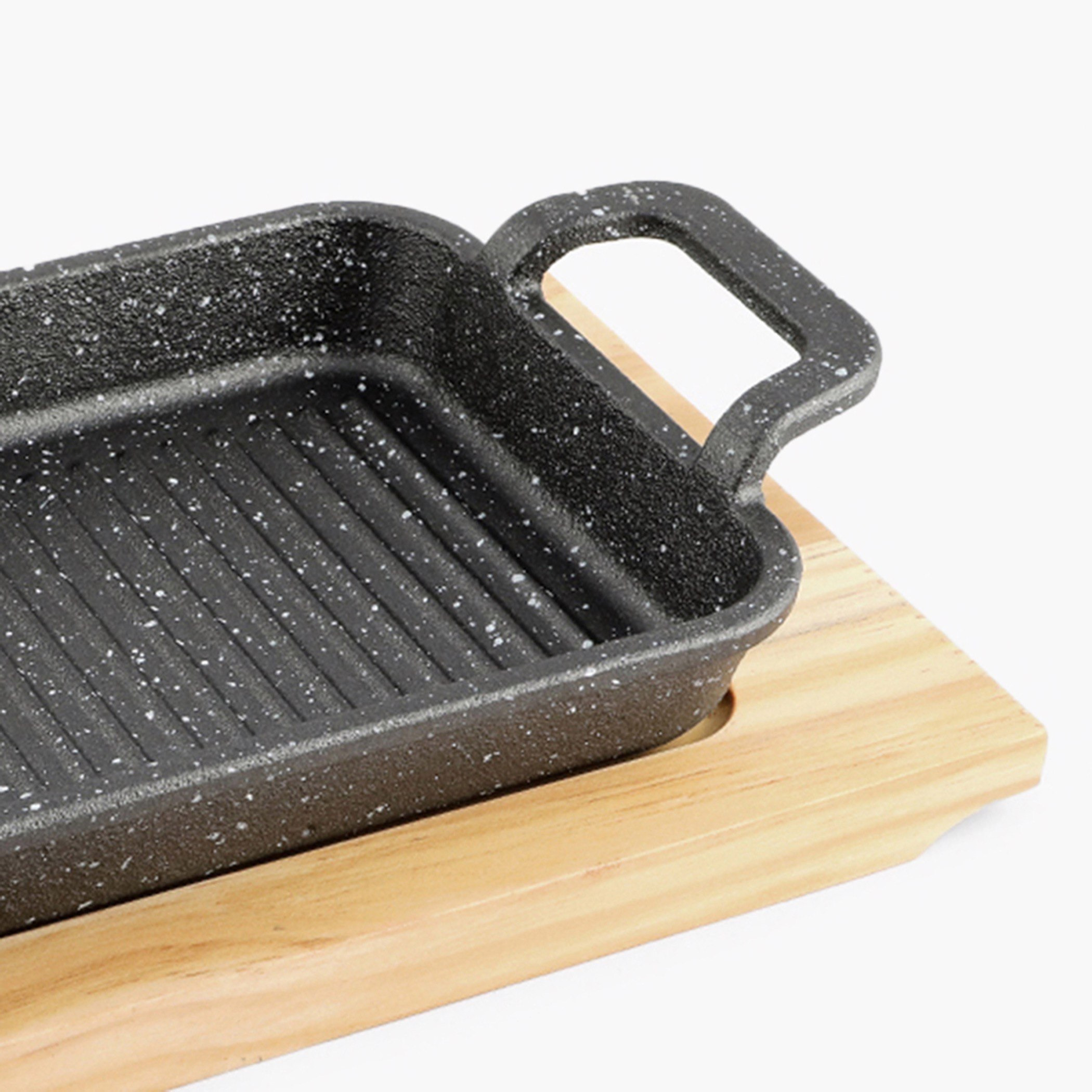 صحن تسخين مستطيل مسطح من الحديد المصبوب مع قاعدة من تريندي - 28x16.5x5 سم-hbxhomeware-hbxkitchen-image-2
