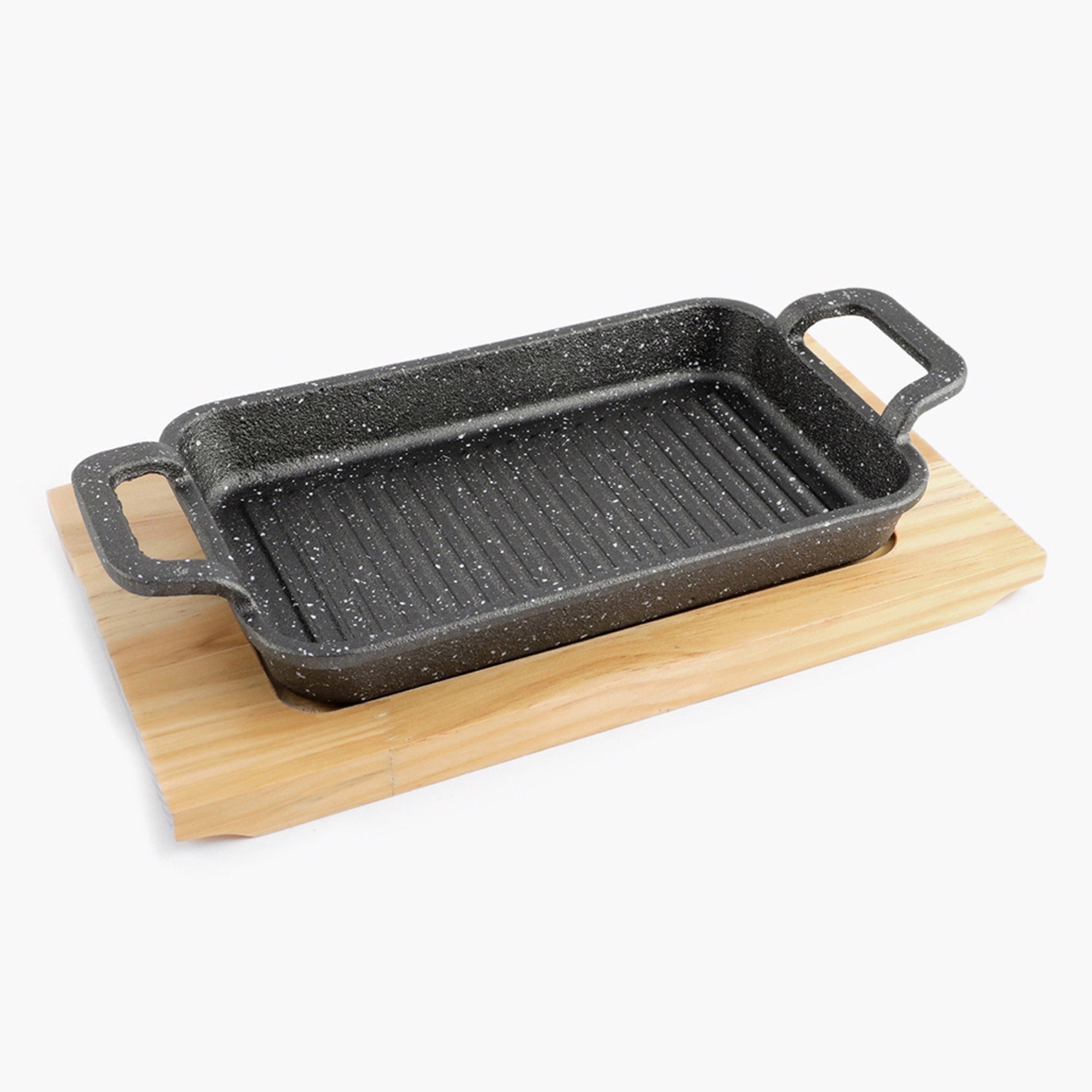 صحن تسخين مستطيل مسطح من الحديد المصبوب مع قاعدة من تريندي - 28x16.5x5 سم-hbxhomeware-hbxkitchen-image-3