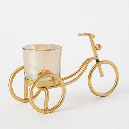 Eva Metal Bicycle Candleholder with Glass - 22x9x12 cms