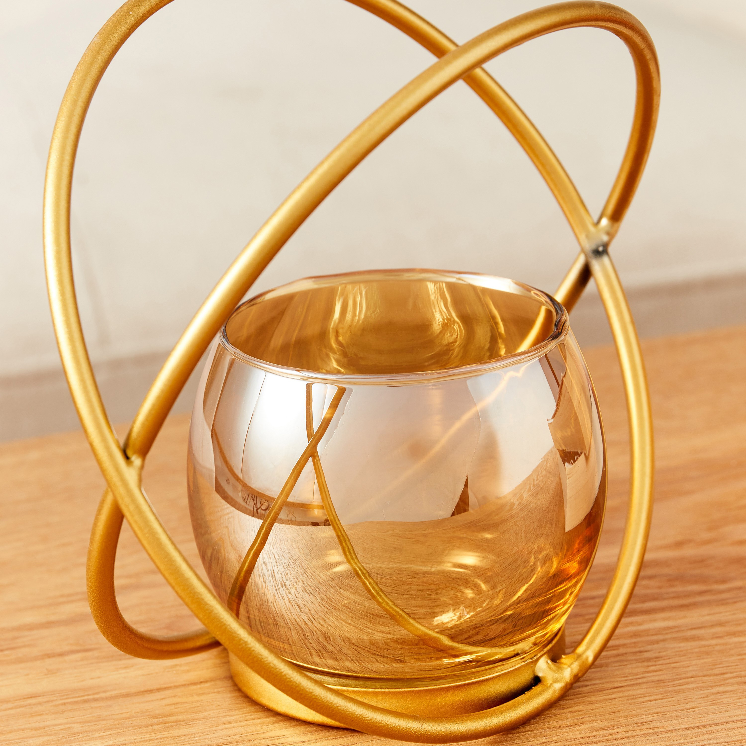 حامل شموع معدني دائري مع كوب من إيفا - 15x15x15 سم-hbxlivingroom-decorandaccessories-candleholders-image-3
