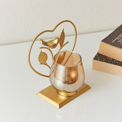 Eva Metal Heart Candleholder with Glass - 4x8x14 cms