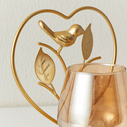 Eva Metal Heart Candleholder with Glass - 4x8x14 cms
