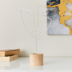 Eva Metal Candleholder with Wooden Base - 18x8x28 cm