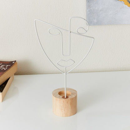 Eva Metal Candleholder with Wooden Base - 18x8x28 cm