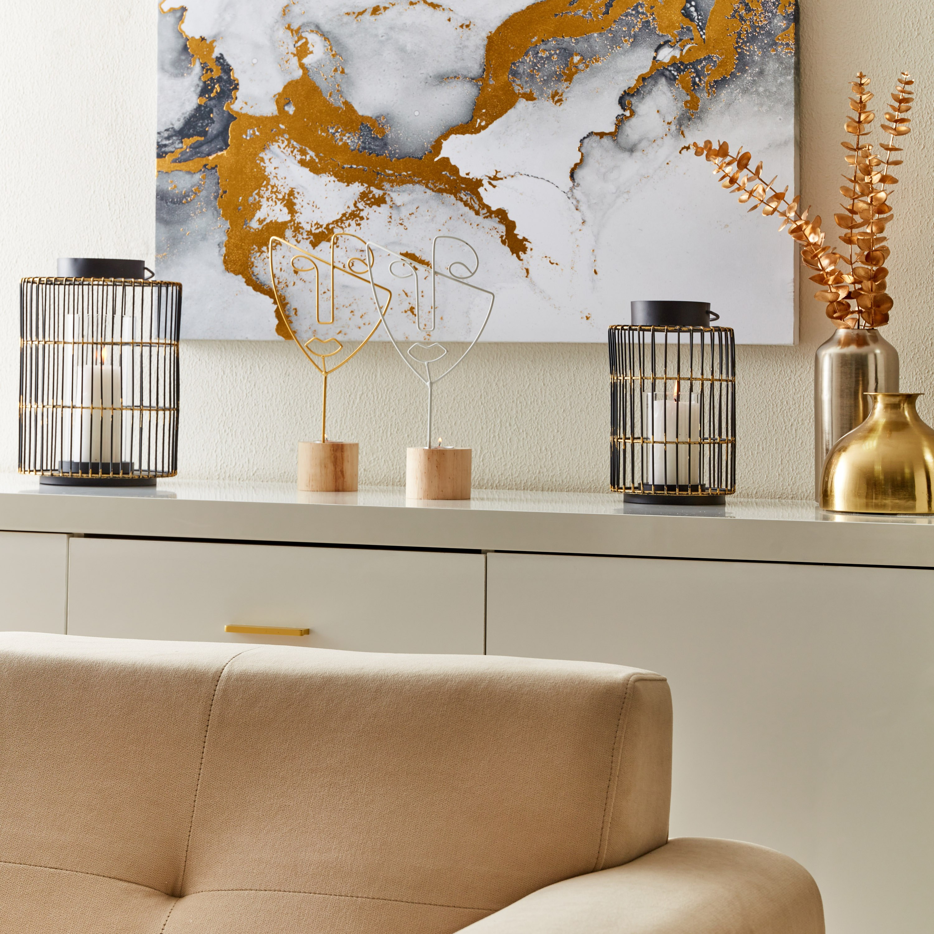 حامل شموع معدني بقاعدة خشبية من إيفا - 18x8x28 سم-hbxlivingroom-decorandaccessories-candleholders-image-4