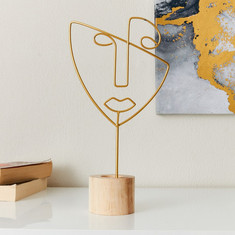 Eva Metal Candleholder with Wooden Base - 18x8x29 cm