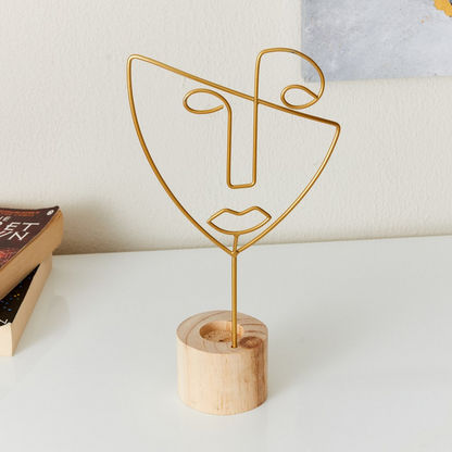 Eva Metal Candleholder with Wooden Base - 18x8x29 cms