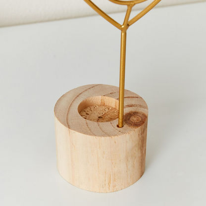 Eva Metal Candleholder with Wooden Base - 18x8x29 cm