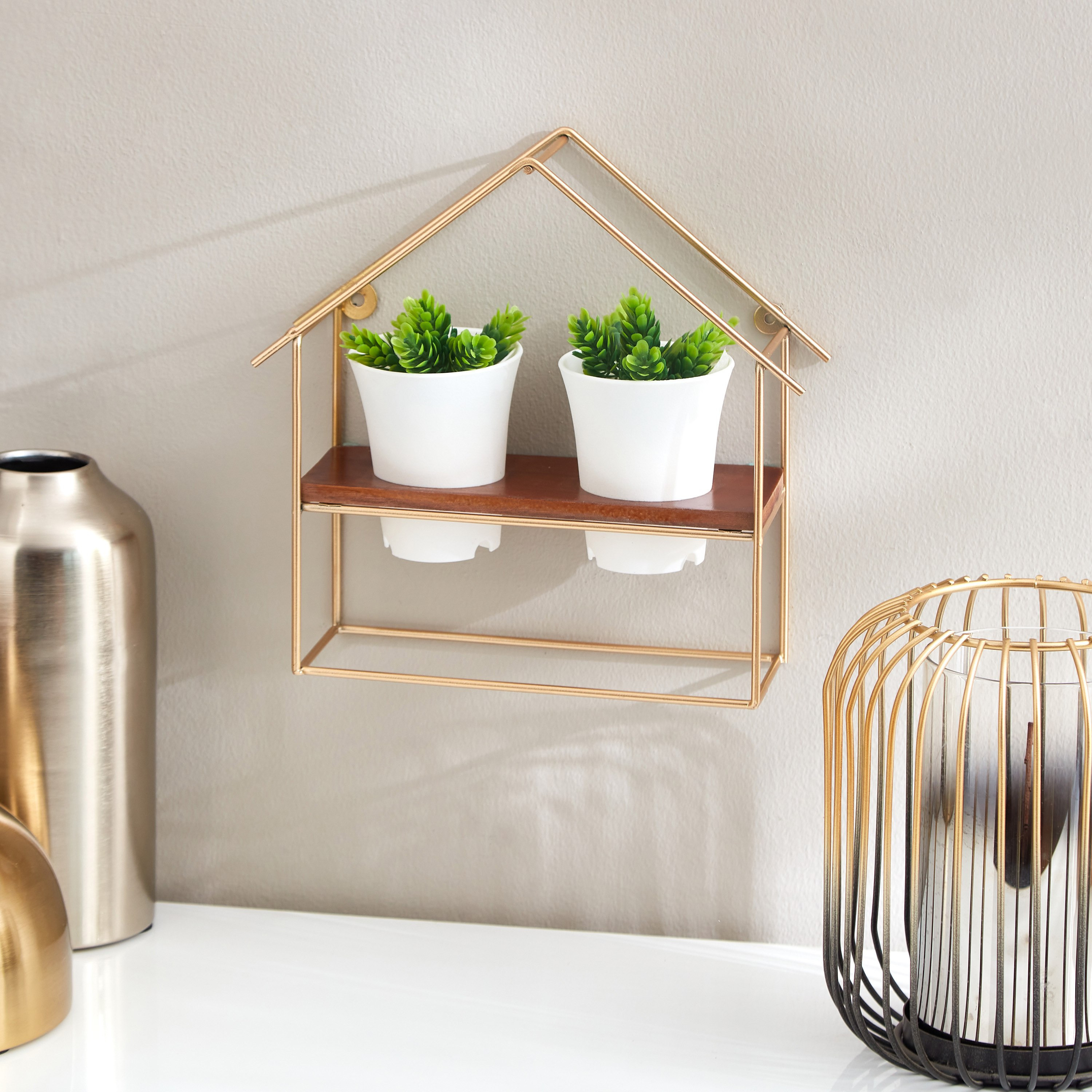 Eva Metal Shelf with Pots - 24x8x24 cm-hbxhomeware-hbxdecorandfurnishings-image-1