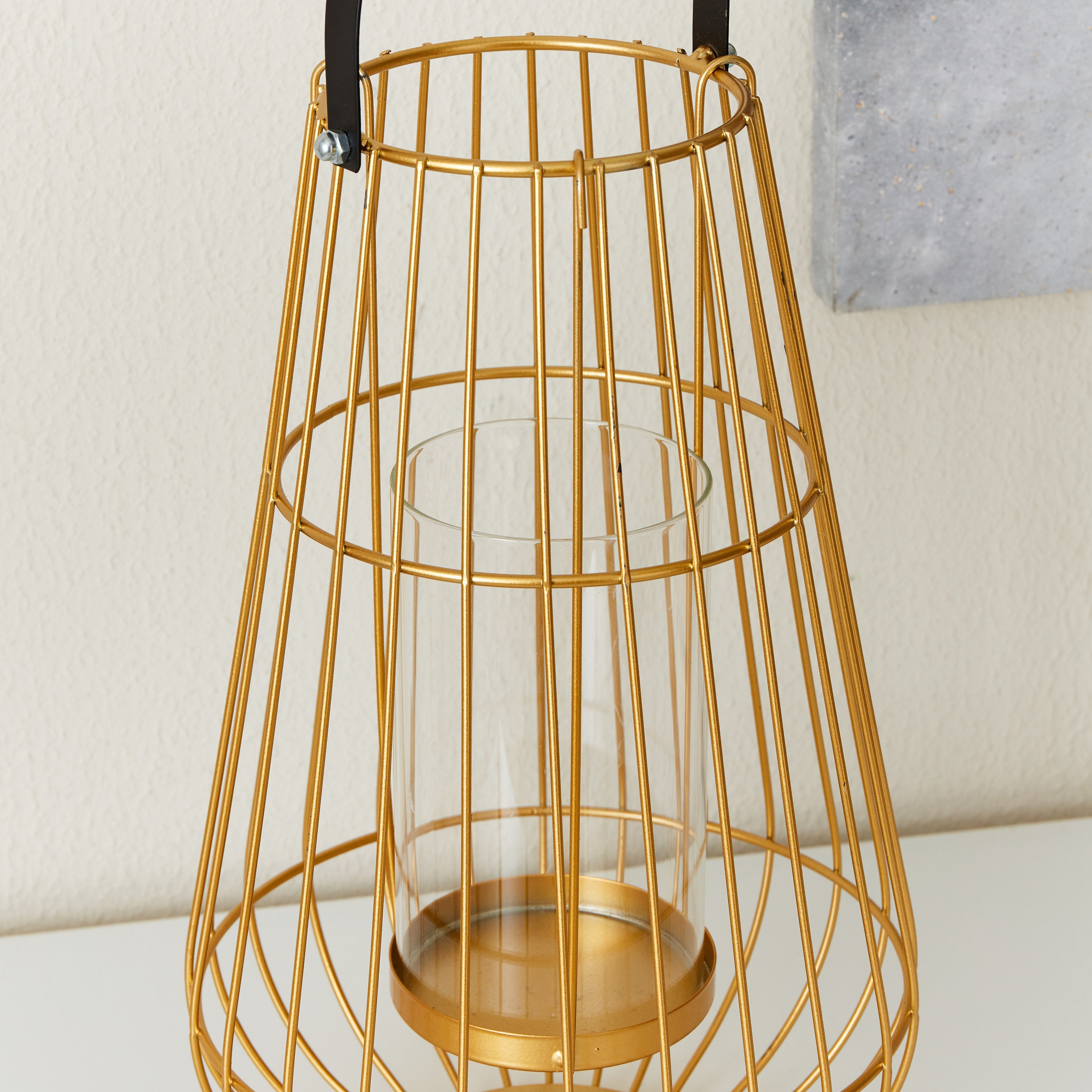 فانوس معدن مع أنبوب زجاجي شفاف من إيفا - 20×20×32 سم-hbxdecorandfurnishings-homeaccessories-lanterns-image-4