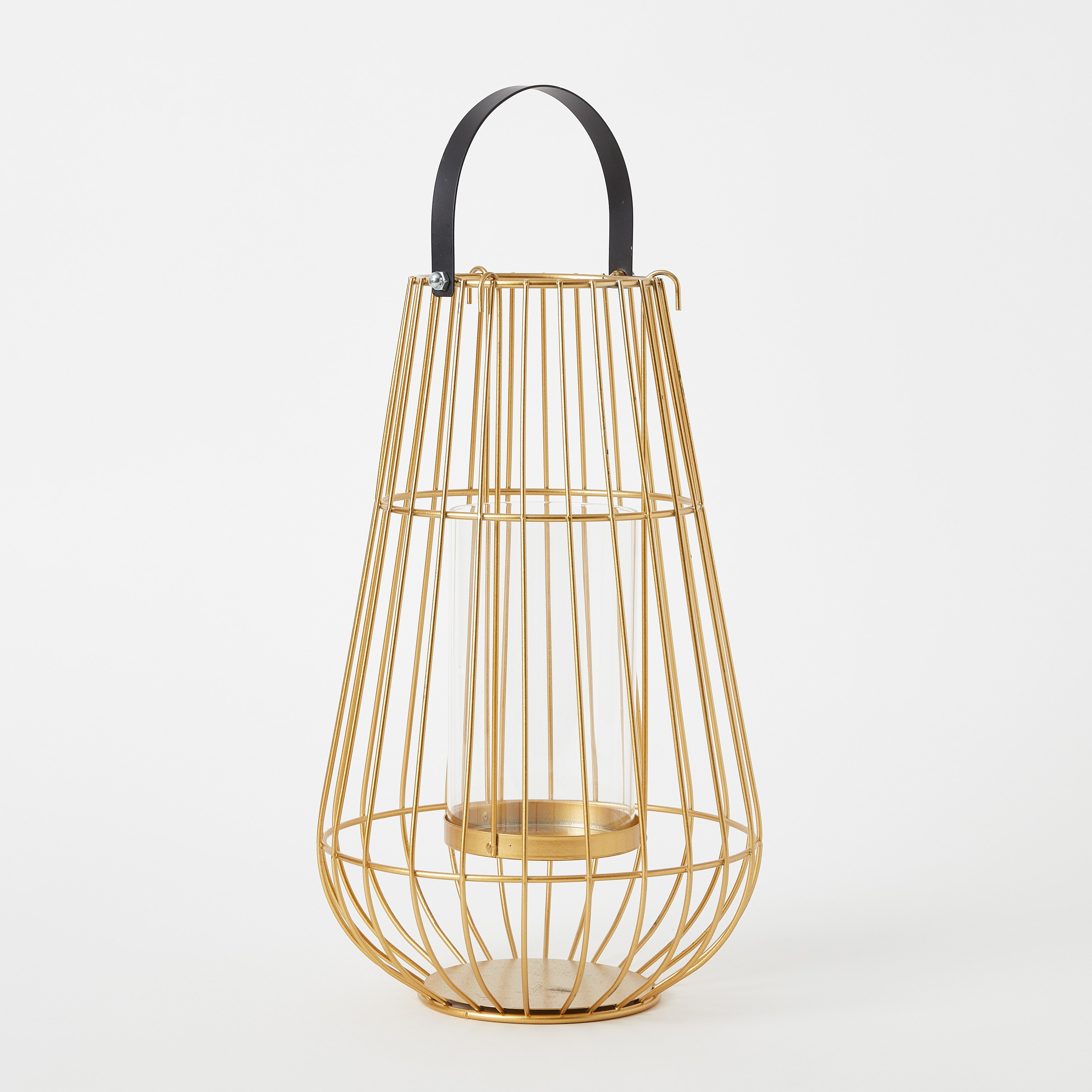 فانوس معدن مع أنبوب زجاجي شفاف من إيفا - 20×20×32 سم-hbxdecorandfurnishings-homeaccessories-lanterns-image-6