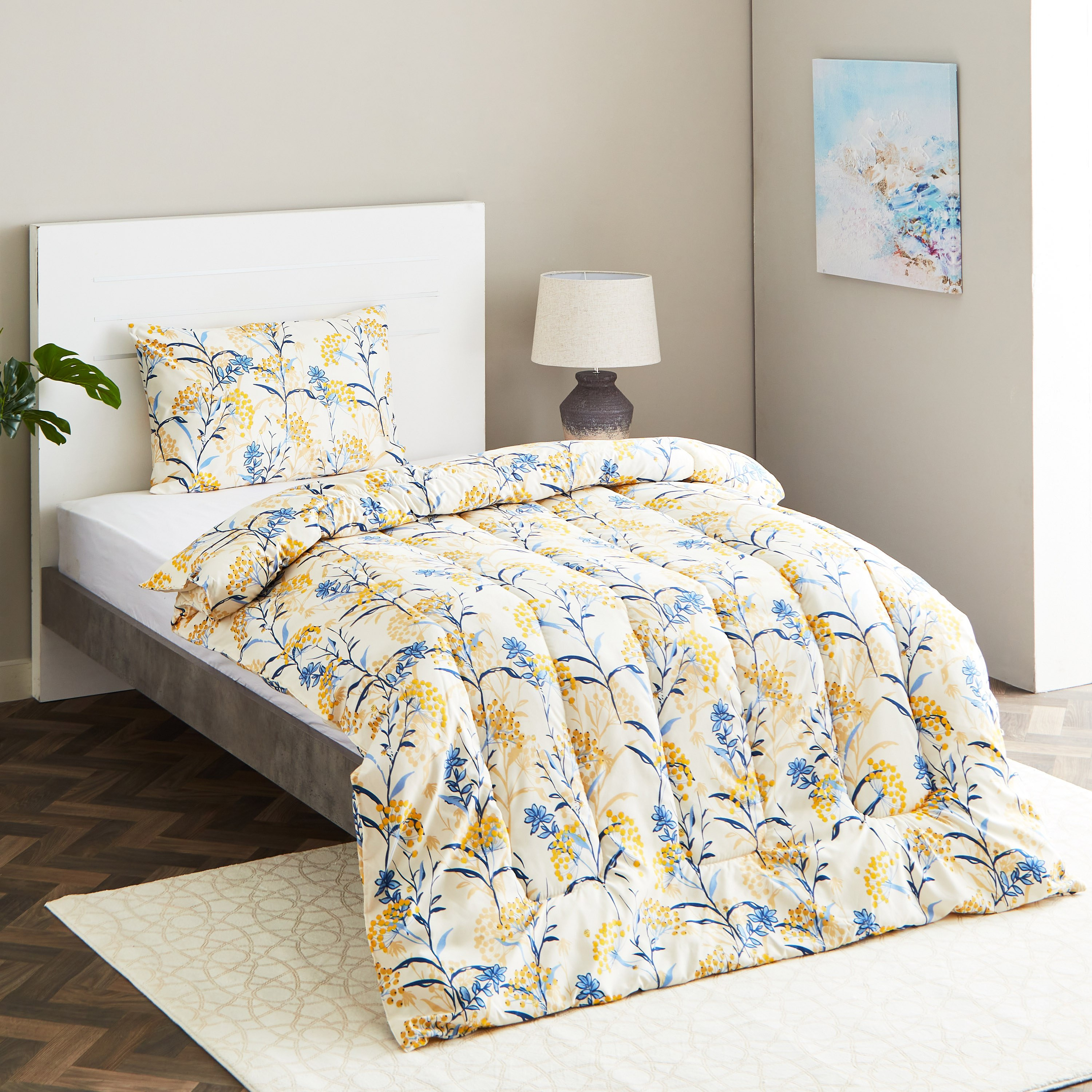 طقم لحاف مزدوج من الألياف الدقيقة بطبعات قطعتين من أونتاريو - 160x220 سم-hbxhomeware-hbxdecorandfurnishings-image-1