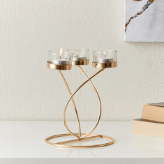 Eva Metal Candleholder with 3 Clear Glass Votives - 20x18x20 cms