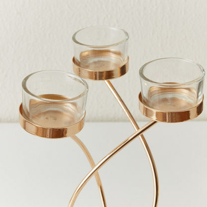 Eva Metal Candleholder with 3 Clear Glass Votives - 20x18x20 cms