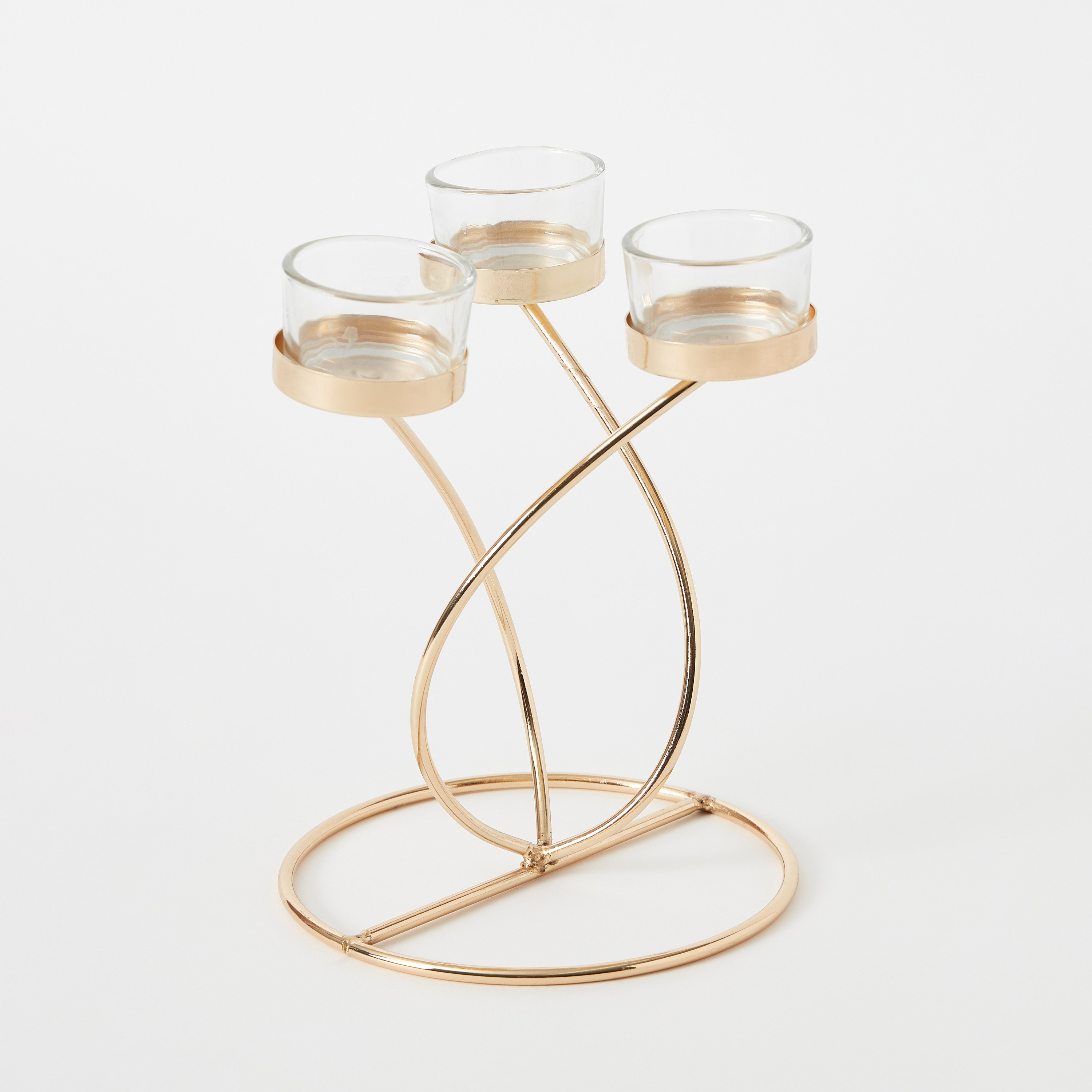 حامل شموع معدني مع 3 حاملات زجاجية شفافة من إيفا - 20x18x20×20×22 سم-hbxlivingroom-decorandaccessories-candleholders-image-6