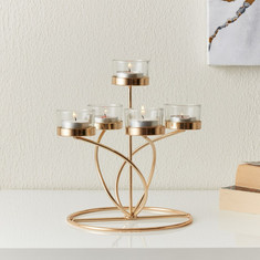 Eva Metal Candleholder with 5 Clear Glass Holders - 20x20x22 cm