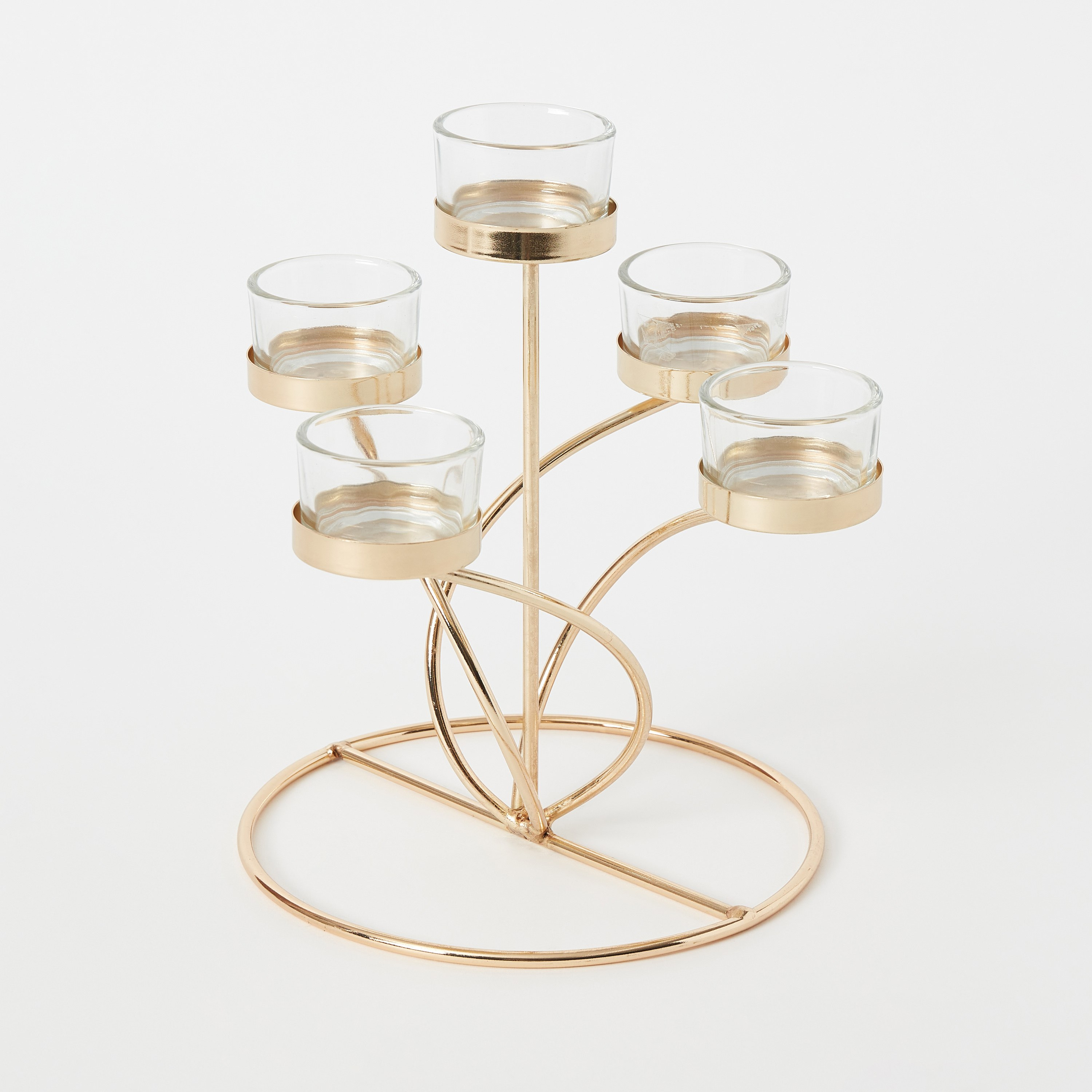 حامل شموع معدني مع 5 حاملات زجاجية شفافة من إيفا - 20×20×22 سم-hbxlivingroom-decorandaccessories-candleholders-image-6