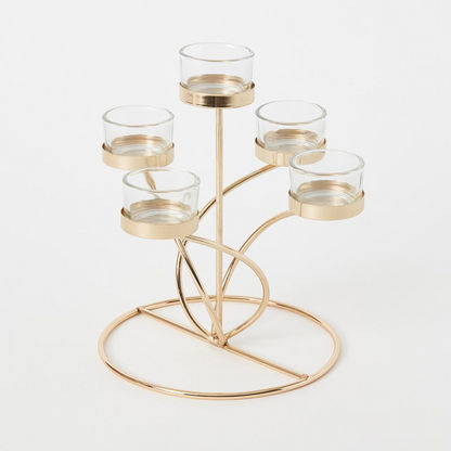 Eva Metal Candleholder with 5 Clear Glass Holders - 20x20x22 cms