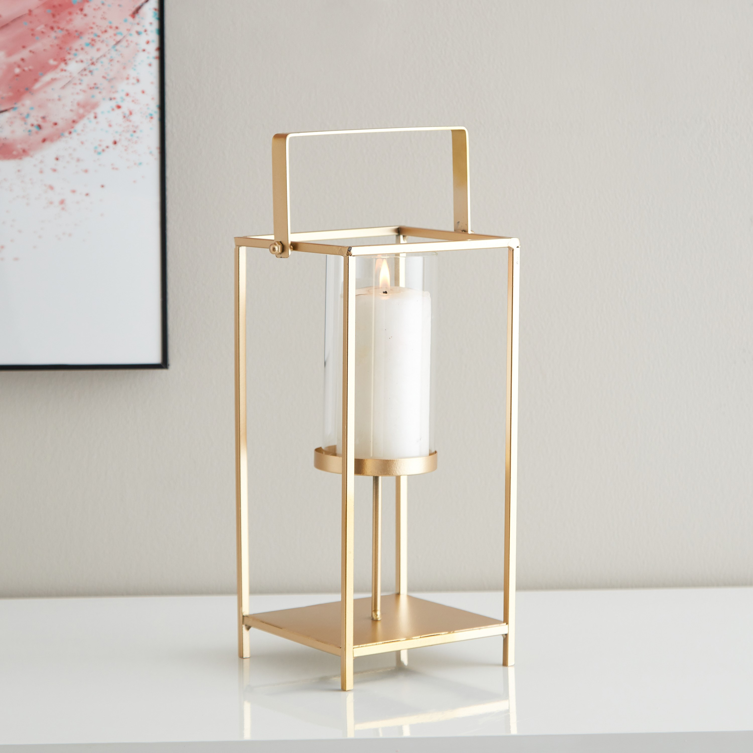 حامل شموع معدني وفوتيف زجاج من إيفا - 13x13x28 سم-hbxlivingroom-decorandaccessories-candleholders-image-1