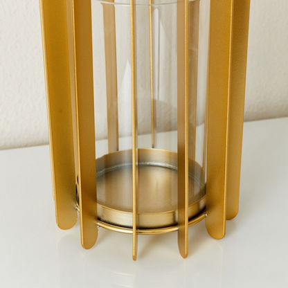 Eva Metal Lantern with Clear Glass Votive - 17x17x24 cms