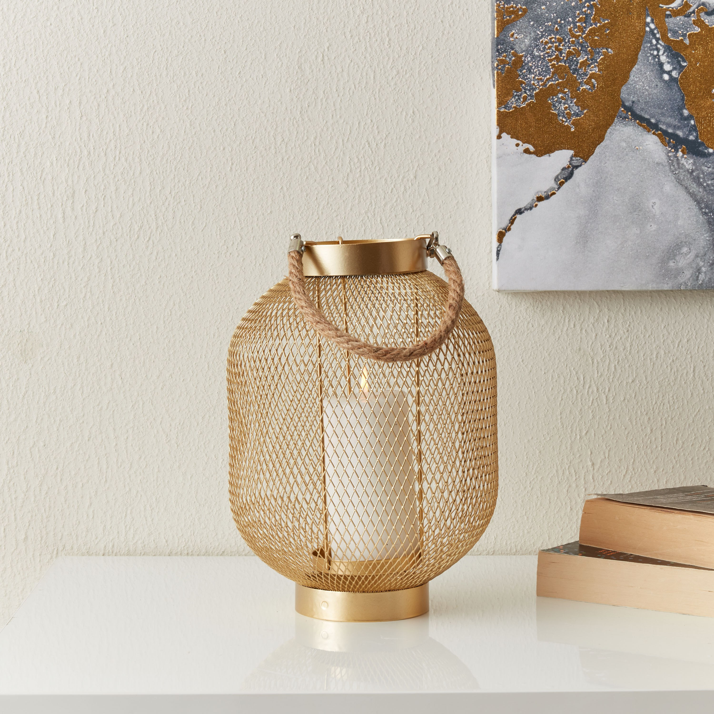 فانوس معدني من إيفا - 18x18x24 سم-hbxdecorandfurnishings-homeaccessories-lanterns-image-1