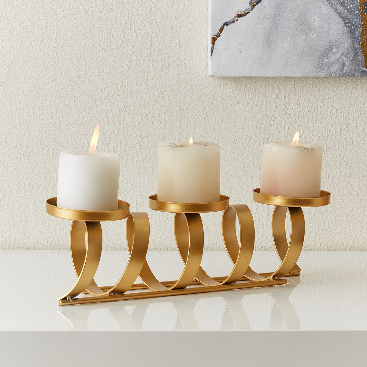 حامل شموع معدني من إيفا - 32x10x11 سم-hbxlivingroom-decorandaccessories-candleholders-image-1