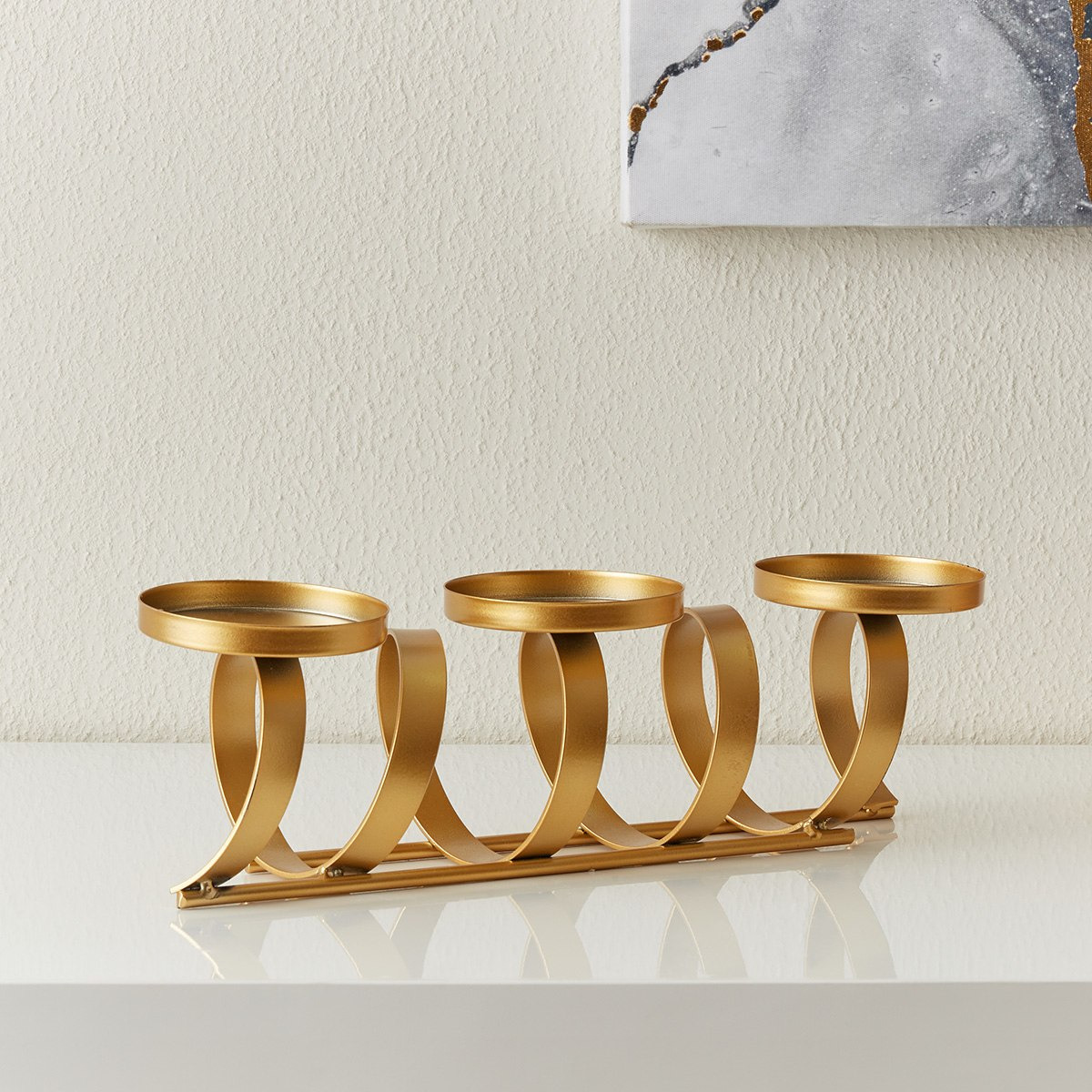 حامل شموع معدني من إيفا - 32x10x11 سم-hbxlivingroom-decorandaccessories-candleholders-image-2