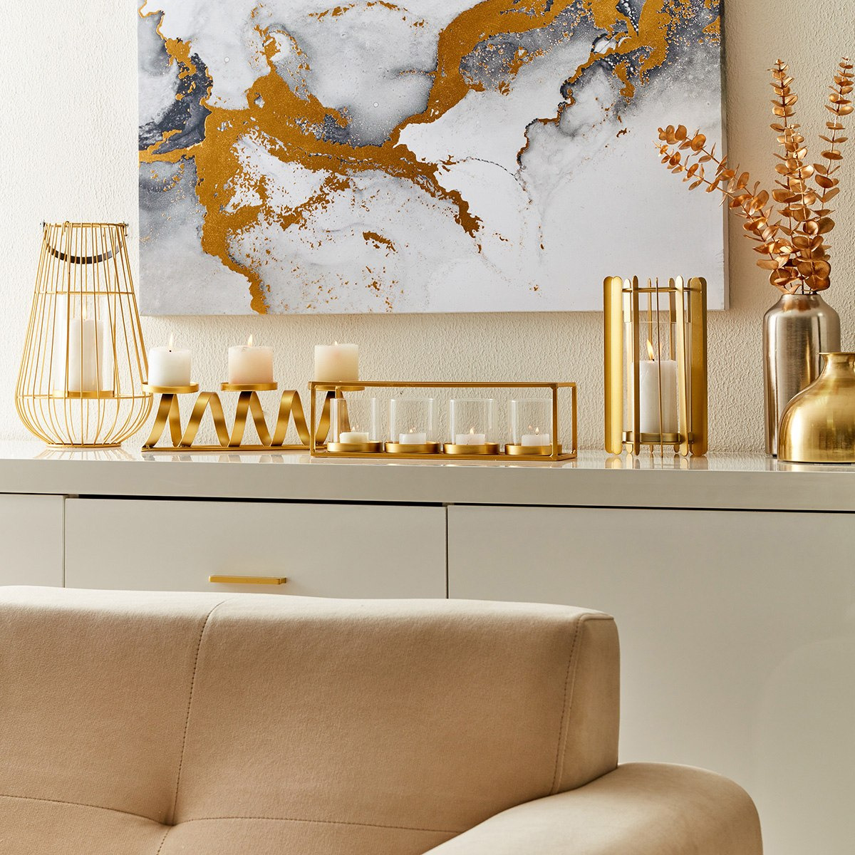 حامل شموع معدني من إيفا - 32x10x11 سم-hbxlivingroom-decorandaccessories-candleholders-image-5