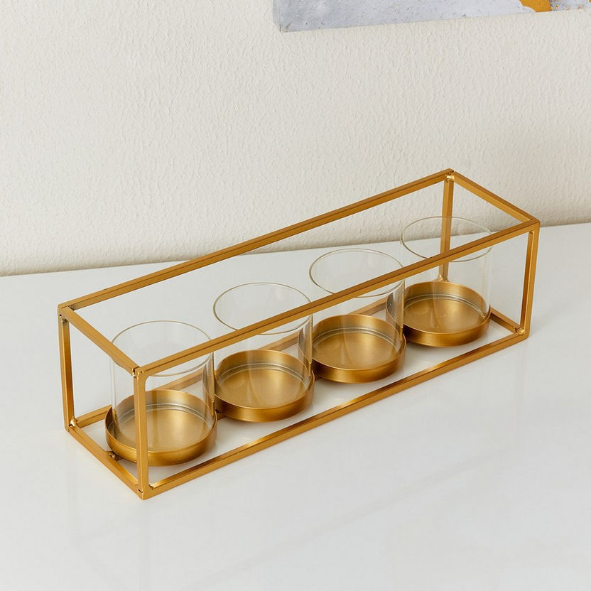 Eva Metal Candleholder with Clear Glass Votive - 34x10x10 cm-Candle Holders-image-2