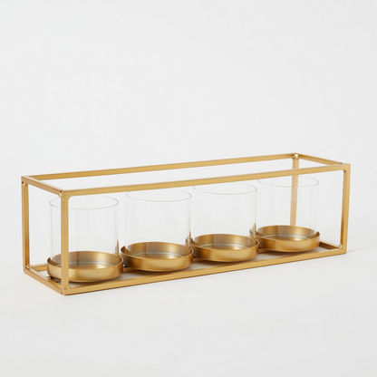 Eva Metal Candleholder with Clear Glass Votive - 34x10x10 cms