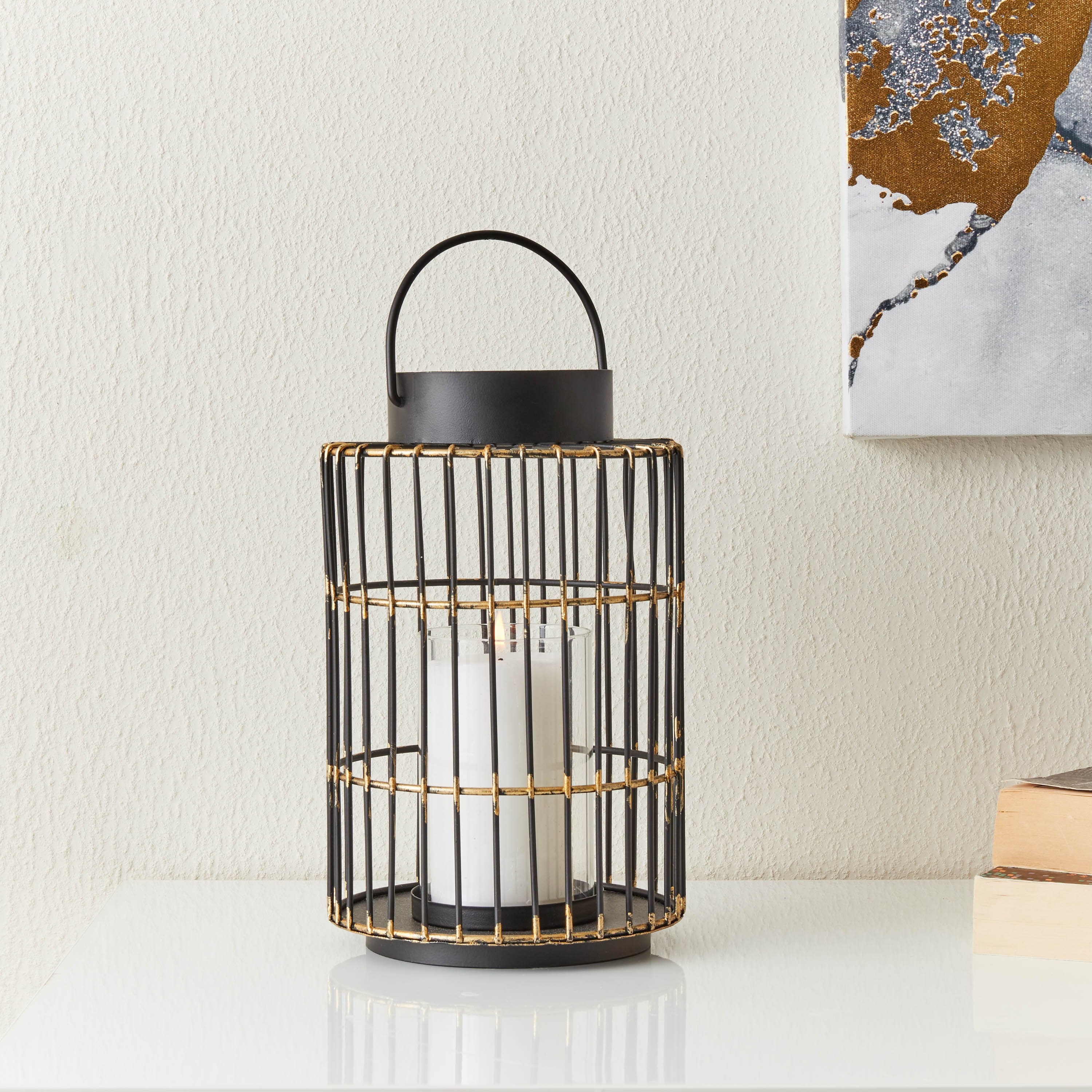 Eva Metal Lantern with Clear Glass Tube - 15x15x25 cm-PROMO_HB_AE_B1G1_250925-image-1