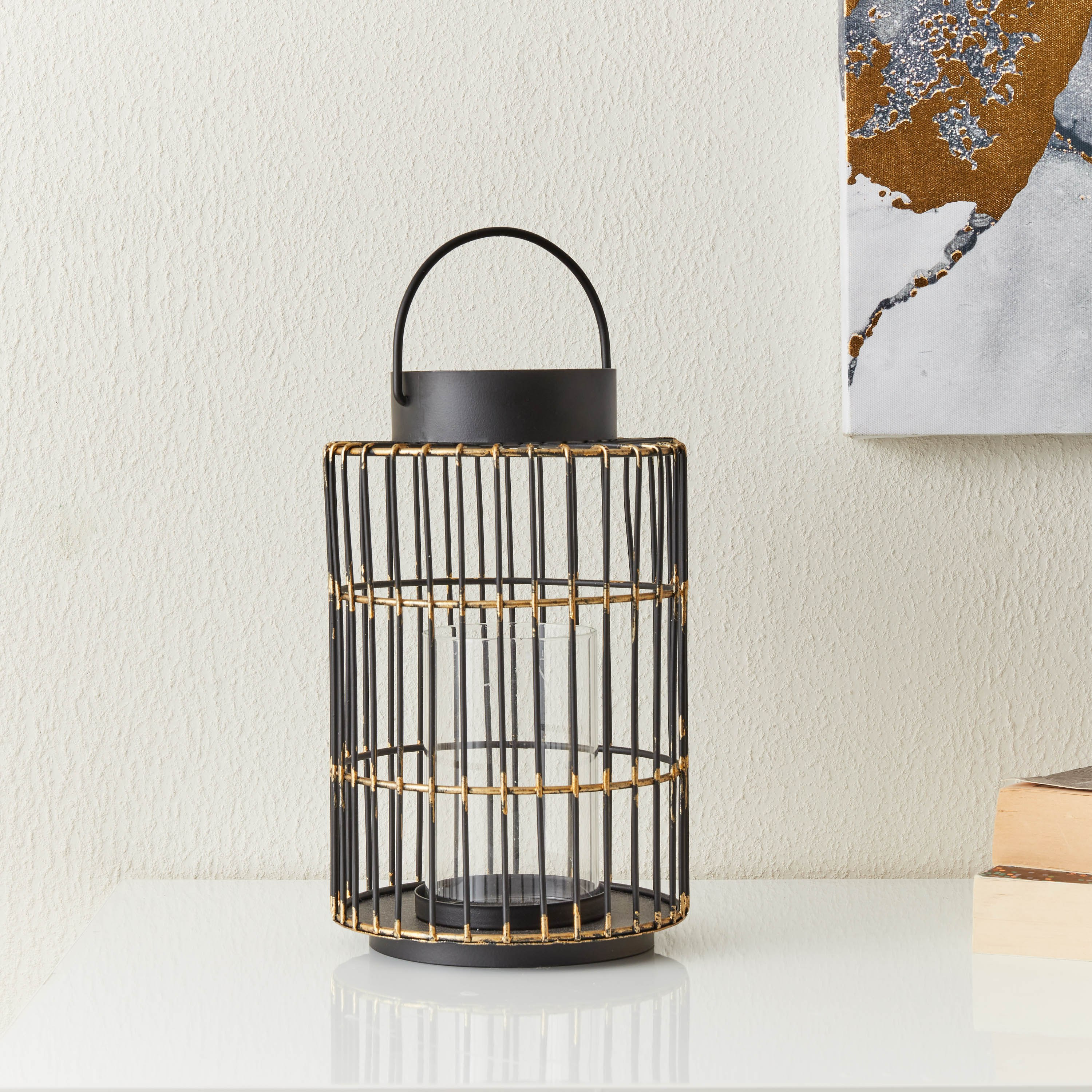 Eva Metal Lantern with Clear Glass Tube - 15x15x25 cm-PROMO_HB_AE_B1G1_250925-image-2
