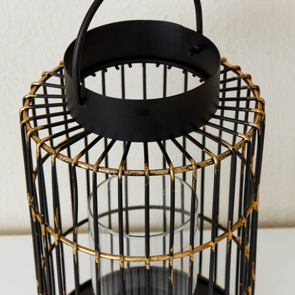 Eva Metal Lantern with Clear Glass Tube - 15x15x25 cms