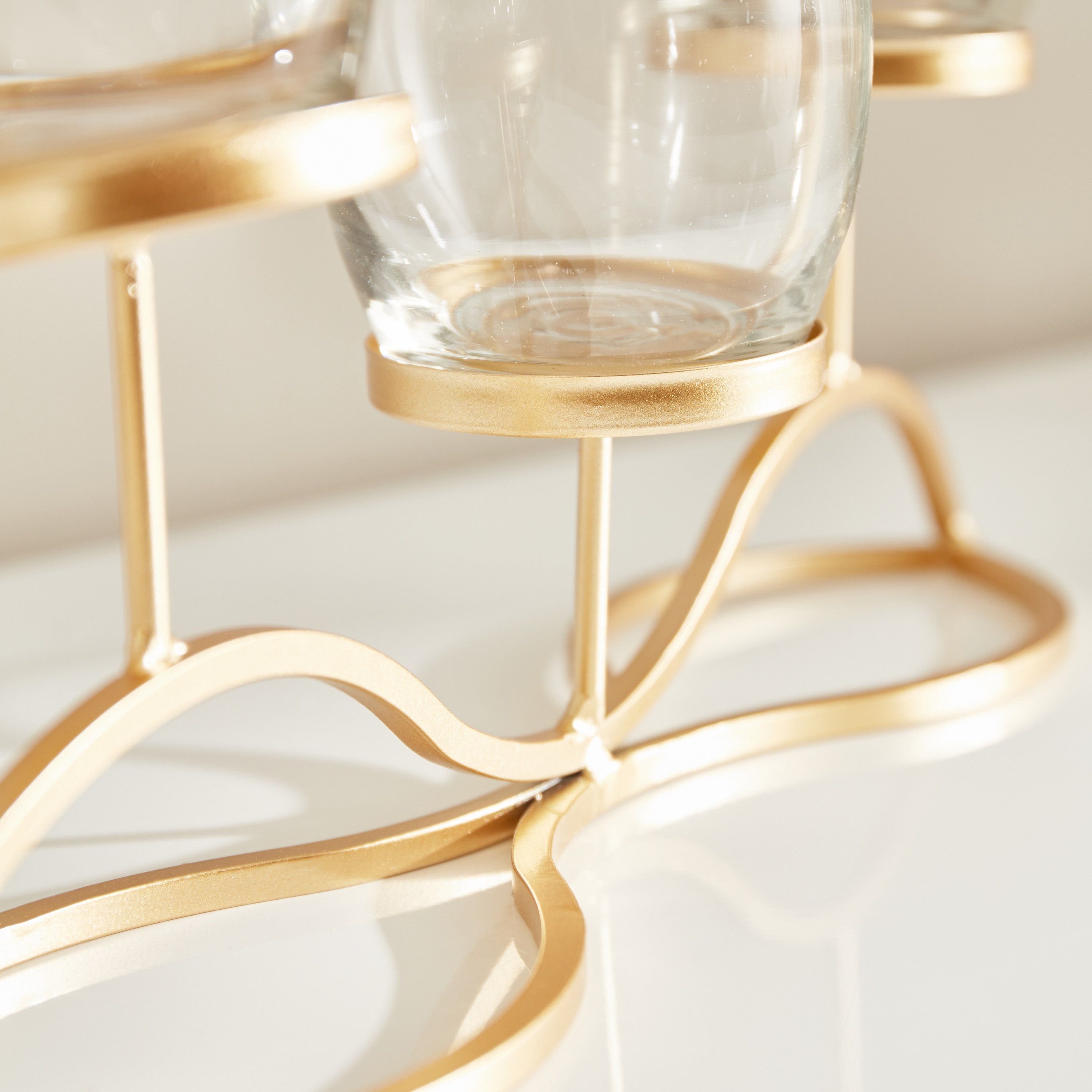 حامل شموع معدني مع 5 حاملات زجاجية شفافة من إيفا - 56.5x9x19 سم-hbxlivingroom-decorandaccessories-candleholders-image-3