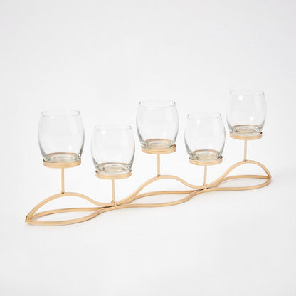 Eva Metal Candleholder with 5 Clear Glass Holders - 56.5x9x19 cms
