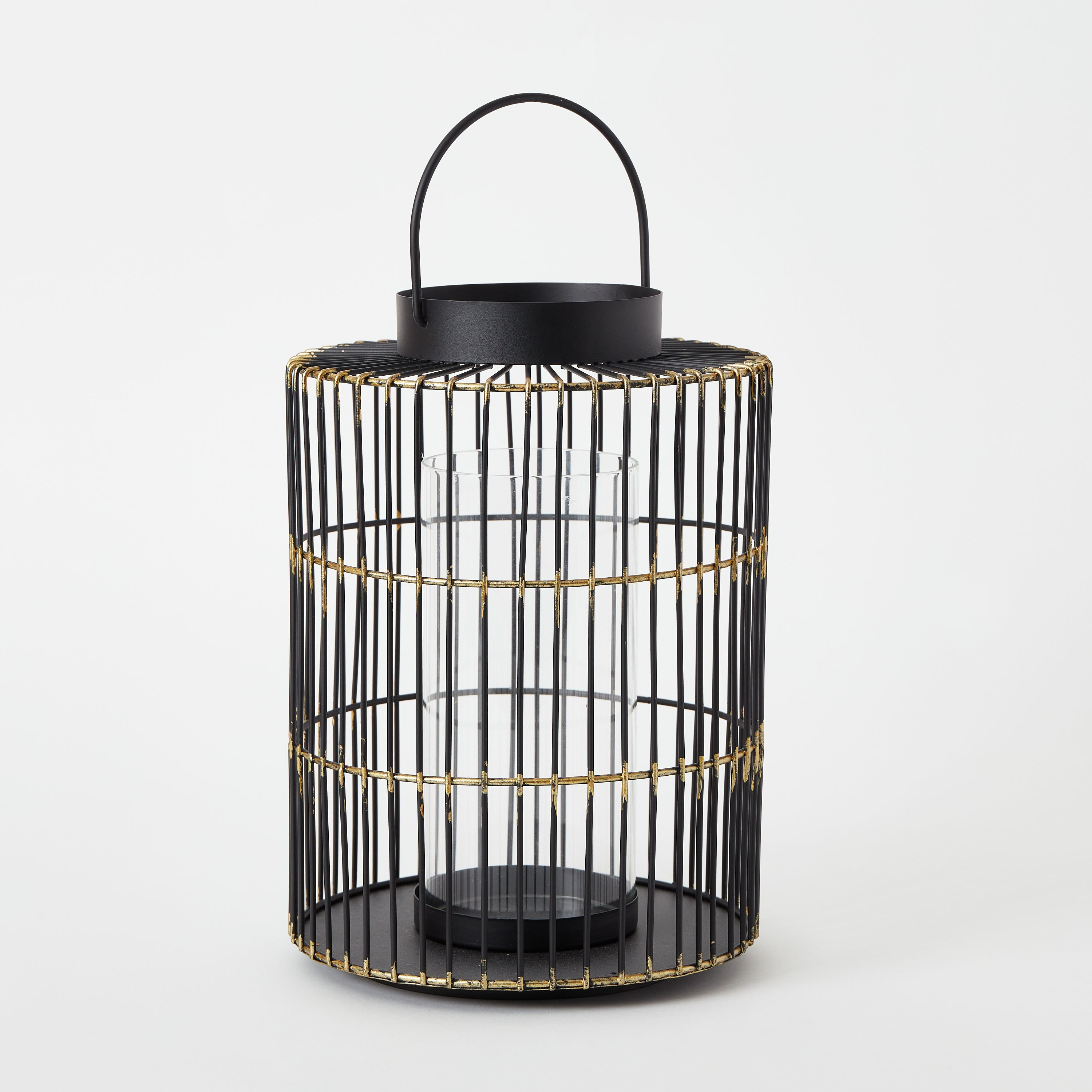 فانوس معدني مع أنبوب زجاجي من إيفا - 19x19x30 سم-hbxdecorandfurnishings-homeaccessories-lanterns-image-6