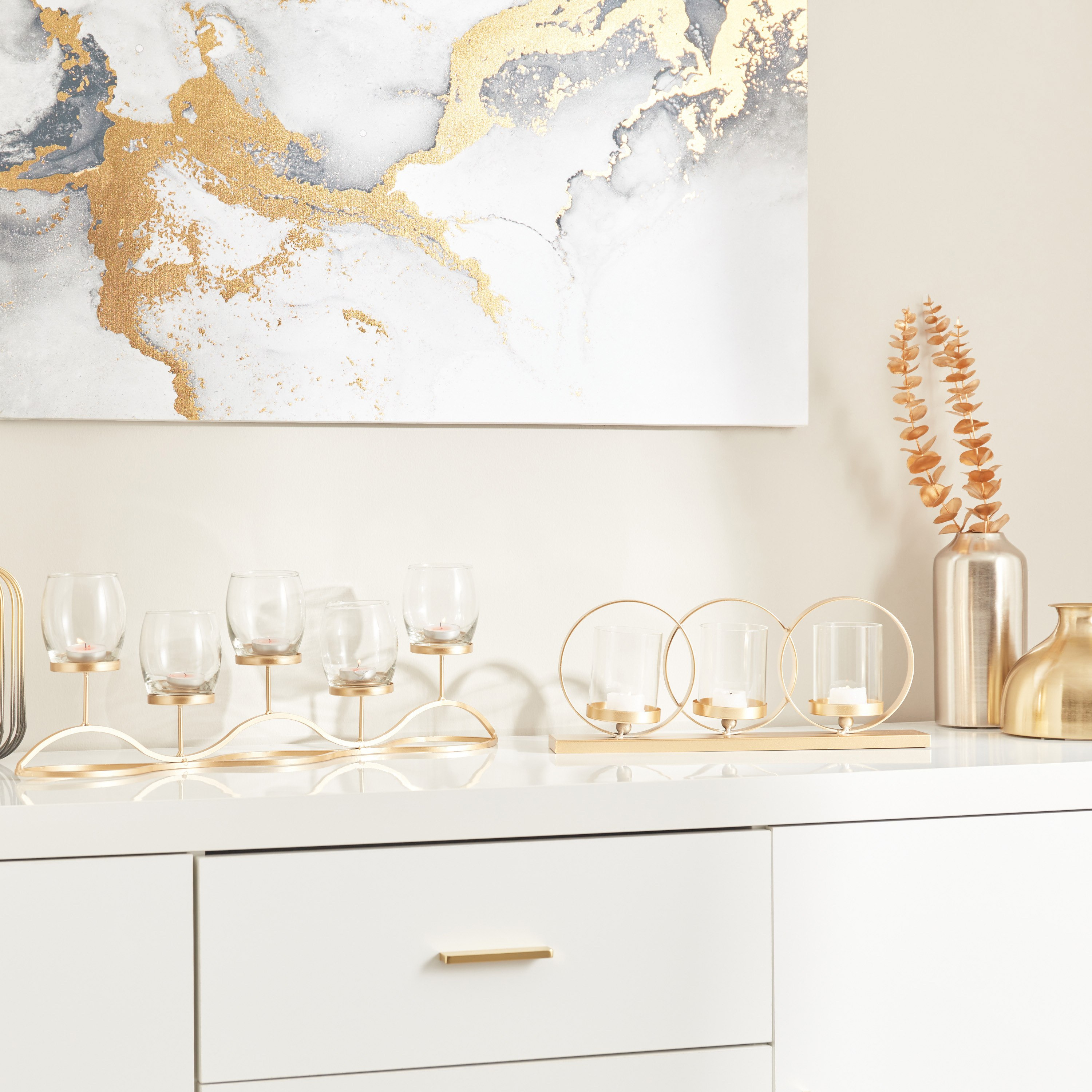 حامل شموع معدني مع أنبوب زجاجي شفاف من إيفا - 38x8x13 سم-hbxlivingroom-decorandaccessories-candleholders-image-5