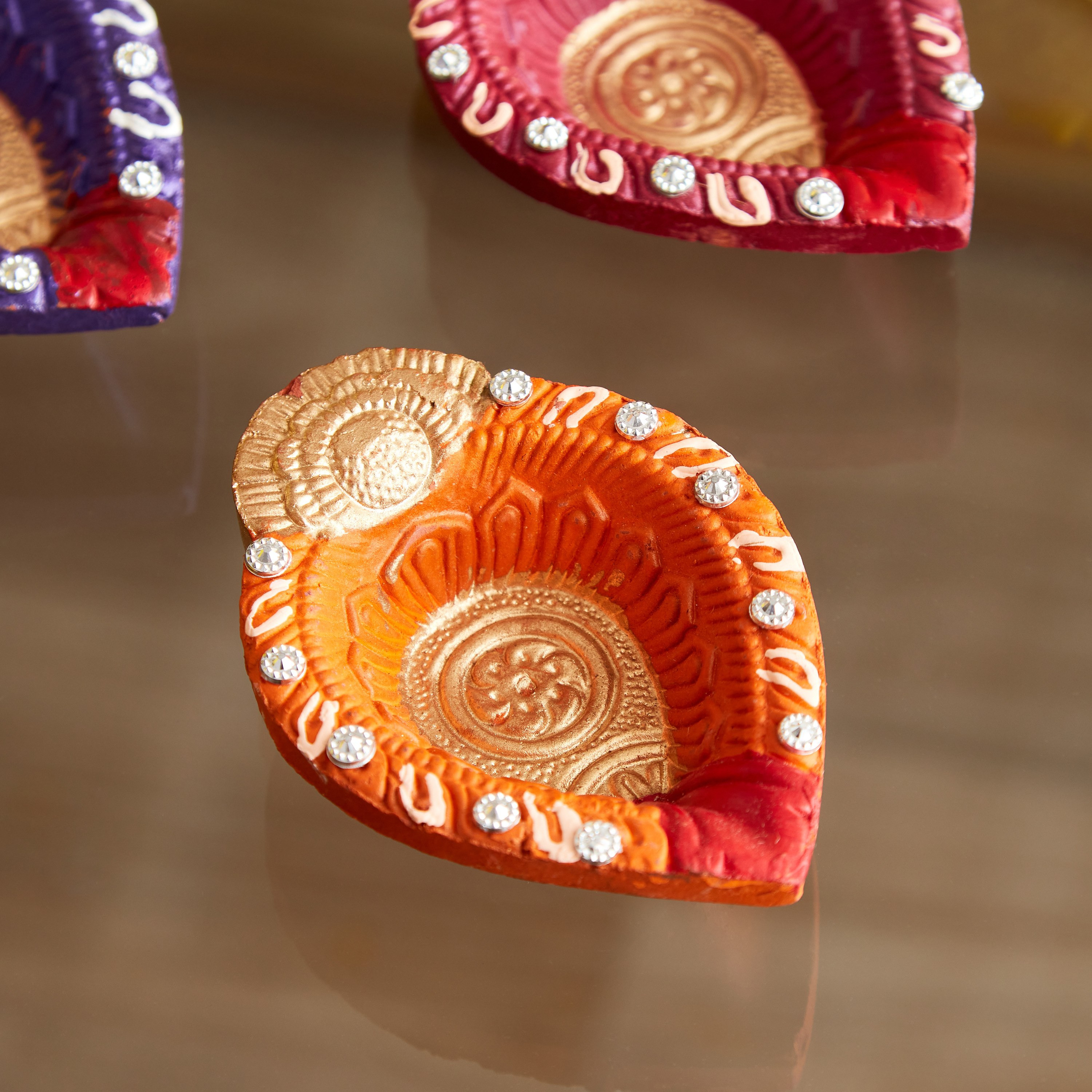 Luminous 4-Piece Colorful Diya Set without Wax - 7.5x7.5x2.5 cm-hbxlivingroom-decorandaccessories-candleholders-image-3