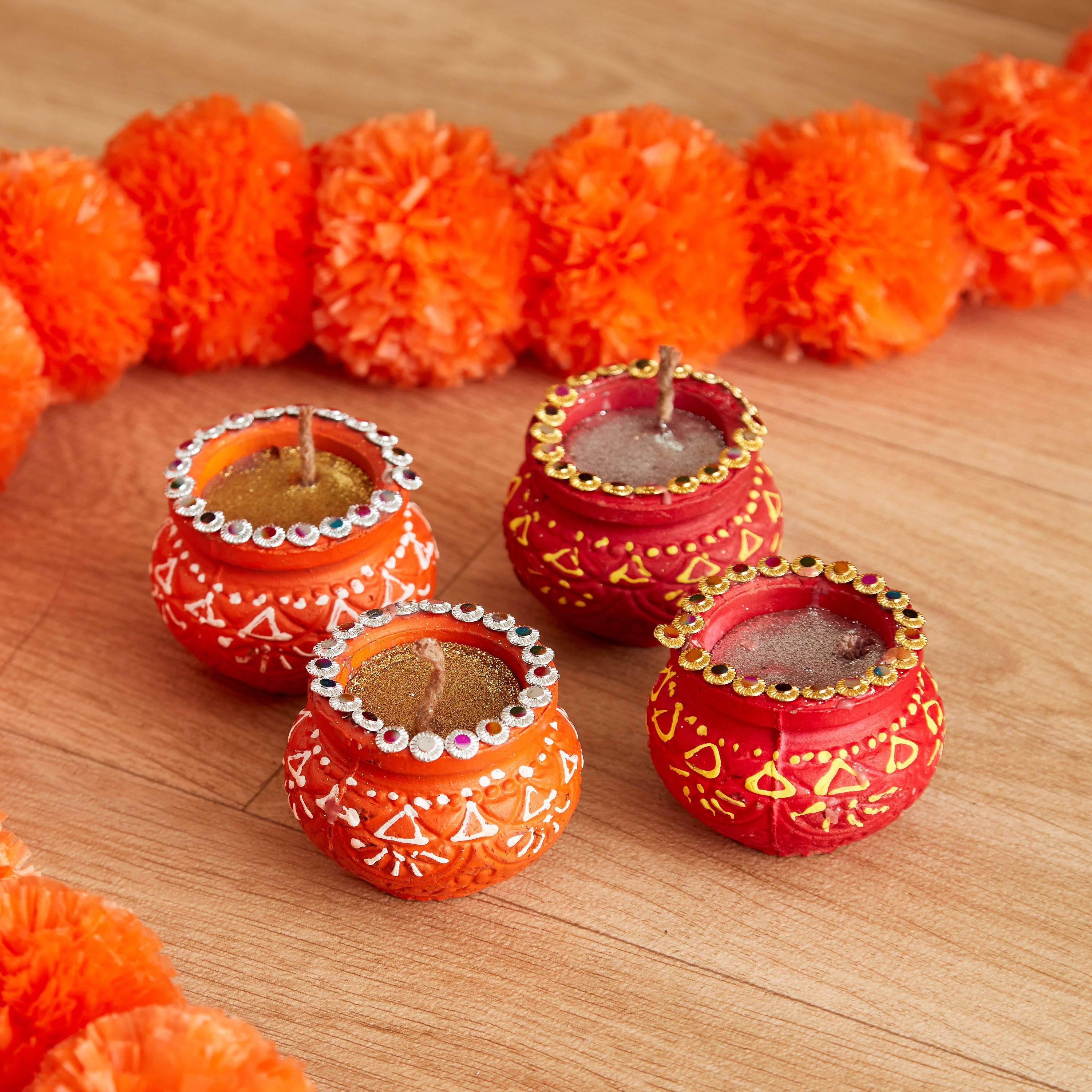 طقم ضيا ملوّن مع شمع 4 قطع من لومينوس - 6x6x4.5 سم-hbxlivingroom-decorandaccessories-candleholders-image-2