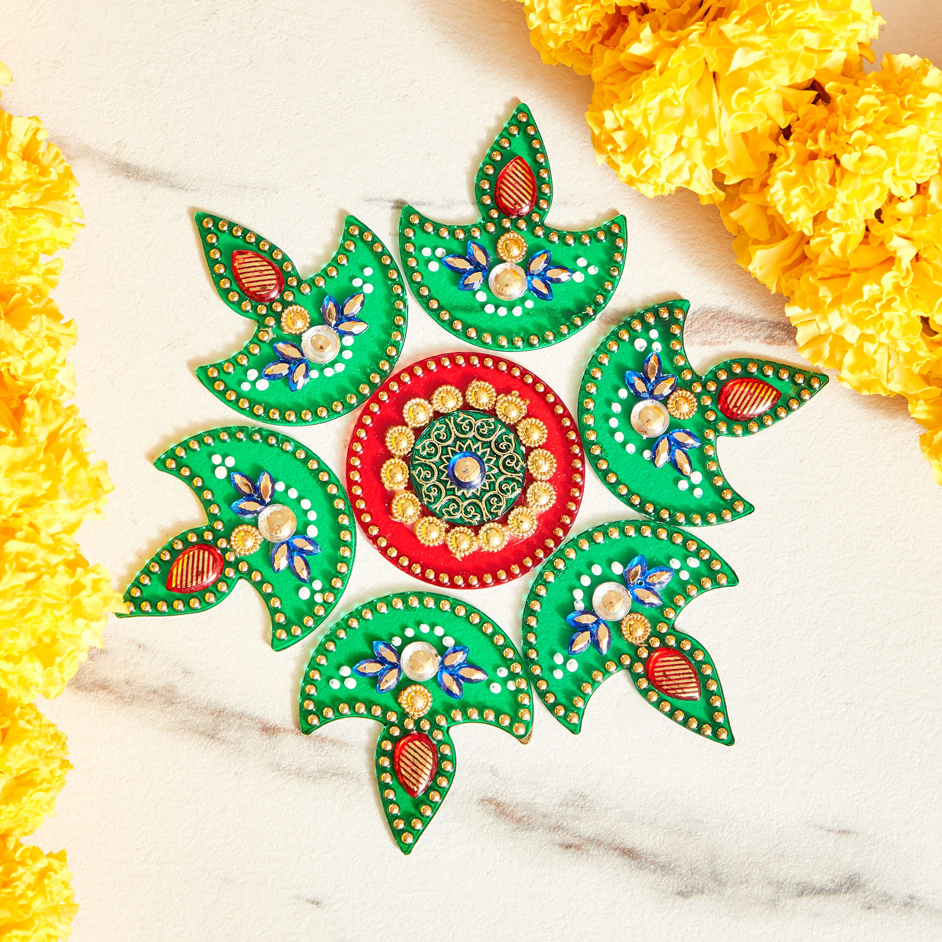 Luminious Deepak Rangoli - 18x18x0.5 cm-hbxlivingroom-decorandaccessories-candleholders-image-1