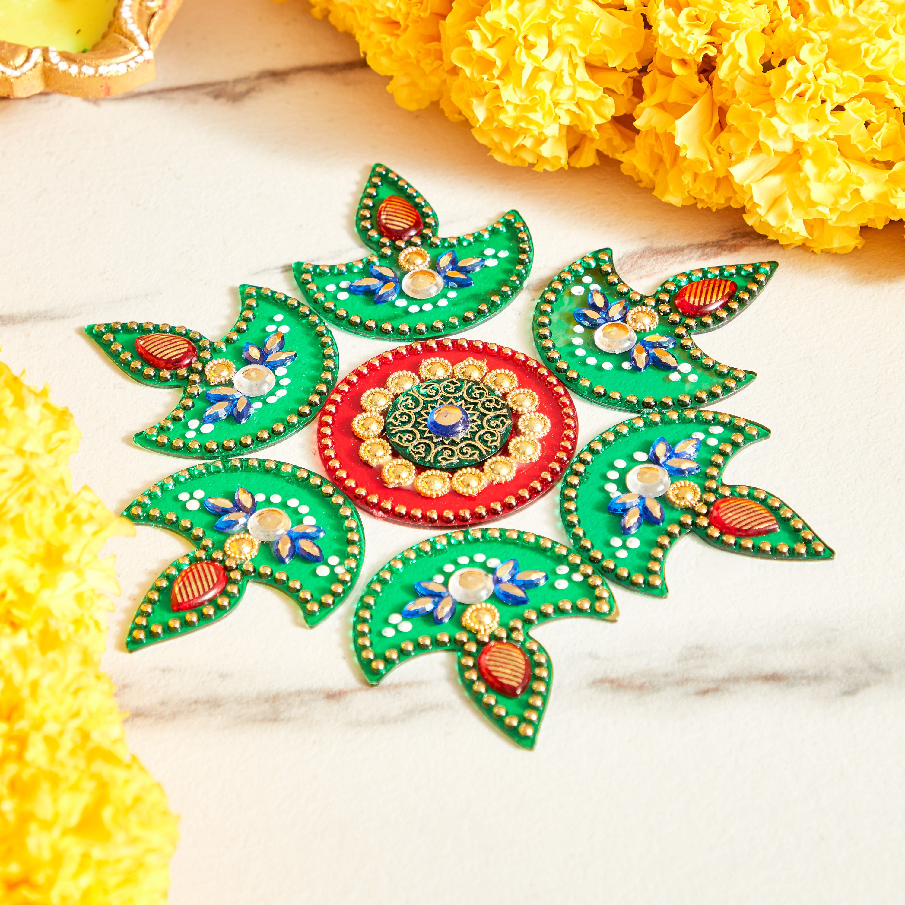 Luminious Deepak Rangoli - 18x18x0.5 cm-hbxlivingroom-decorandaccessories-candleholders-image-2