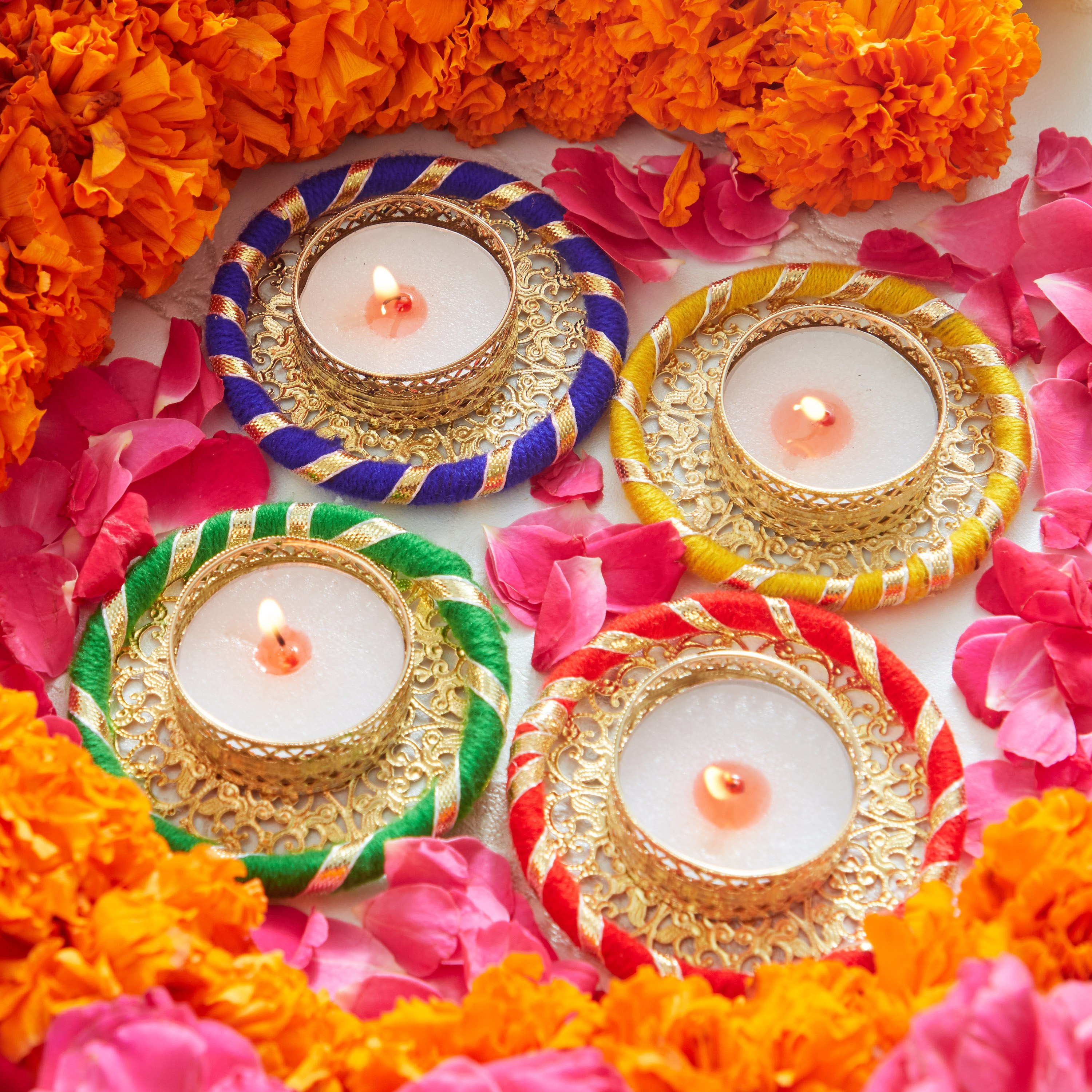 طقم حامل شموع صغيرة دون شمع 4 قطع من لومينوس - 7x7x2 سم-hbxlivingroom-decorandaccessories-candleholders-image-1