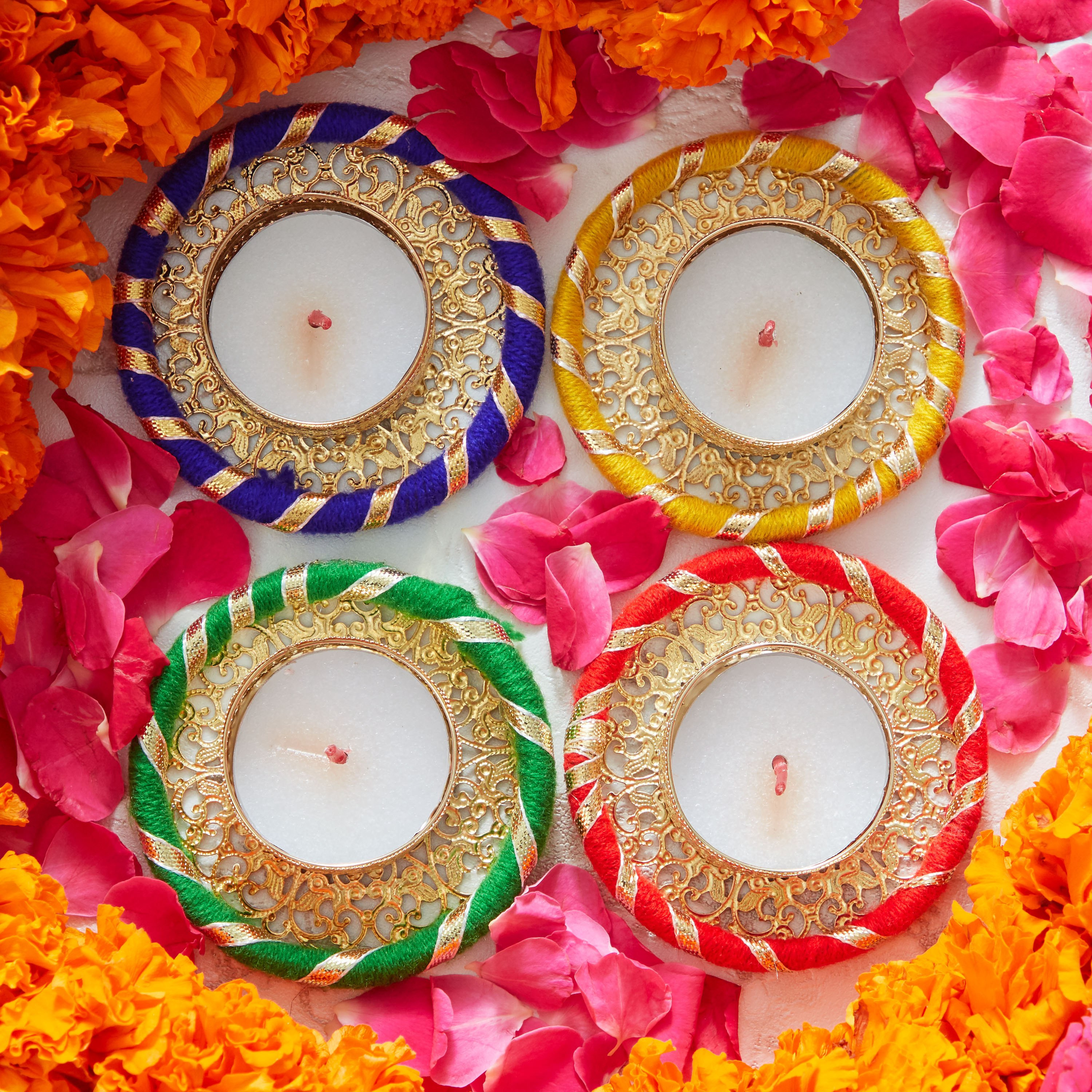 طقم حامل شموع صغيرة دون شمع 4 قطع من لومينوس - 7x7x2 سم-hbxlivingroom-decorandaccessories-candleholders-image-3