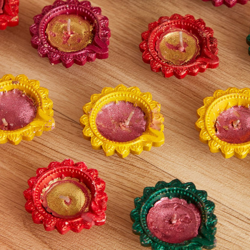 Luminious 12-Piece Colourful Diyas with Wax Set - 5x5x2.5 cm-Candle Holders-image-2
