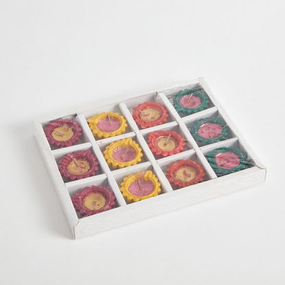 Luminious 12-Piece Colourful Diyas with Wax Set - 5x5x2.5 cms