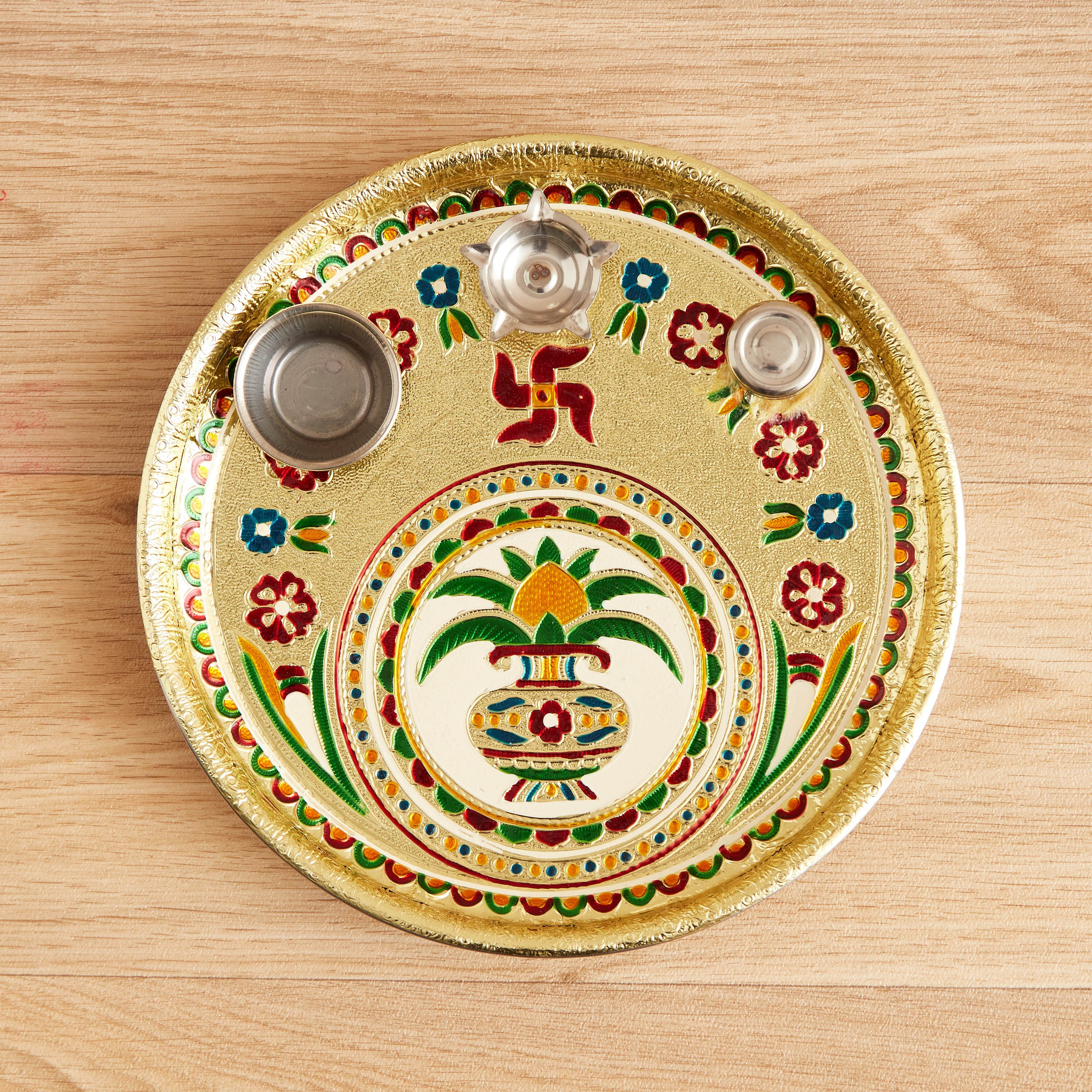 Luminious Kalash 11-inch Pooja Thali with Box Packing - 28x28x3 cm-hbxhomeware-homedecor-figurinesandornaments-image-1